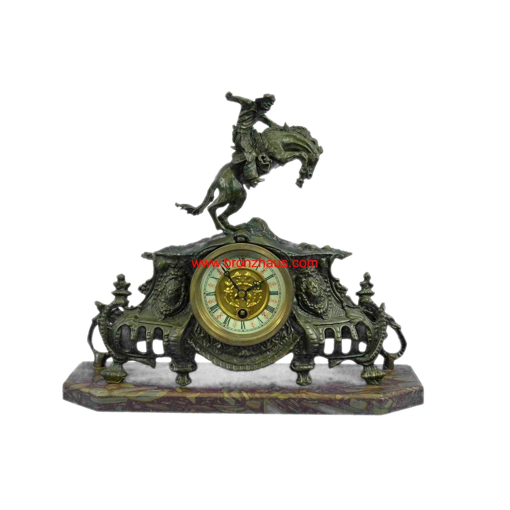 Remington Bronco Buster Bronze Clock Sculpture Figurine Decor Hot Cast Marble Nr