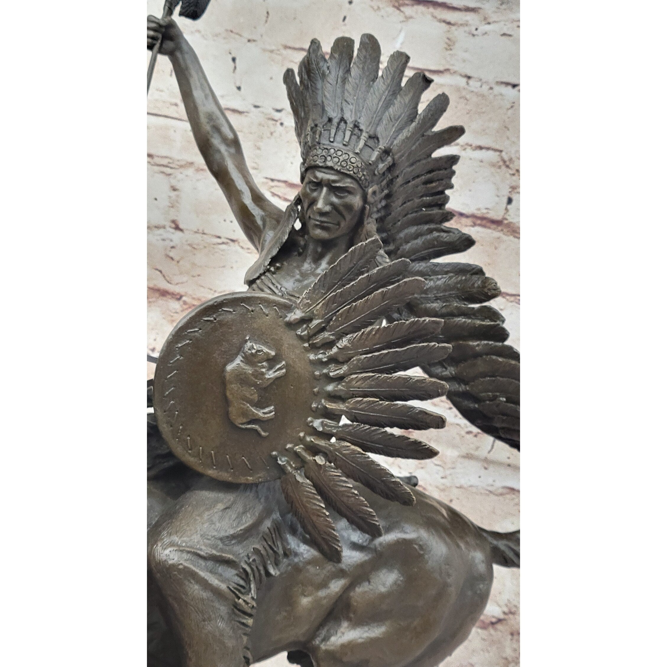 Native American Indian Warrior On Horseback - Signed Original Bronze Sculpture By Milo