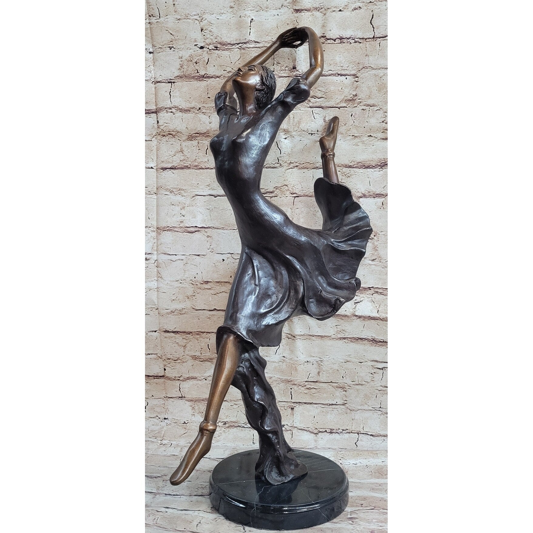 Leaping Female Dancer Girl Bronze Statue Sculpture Original Signed Art Decor Figure