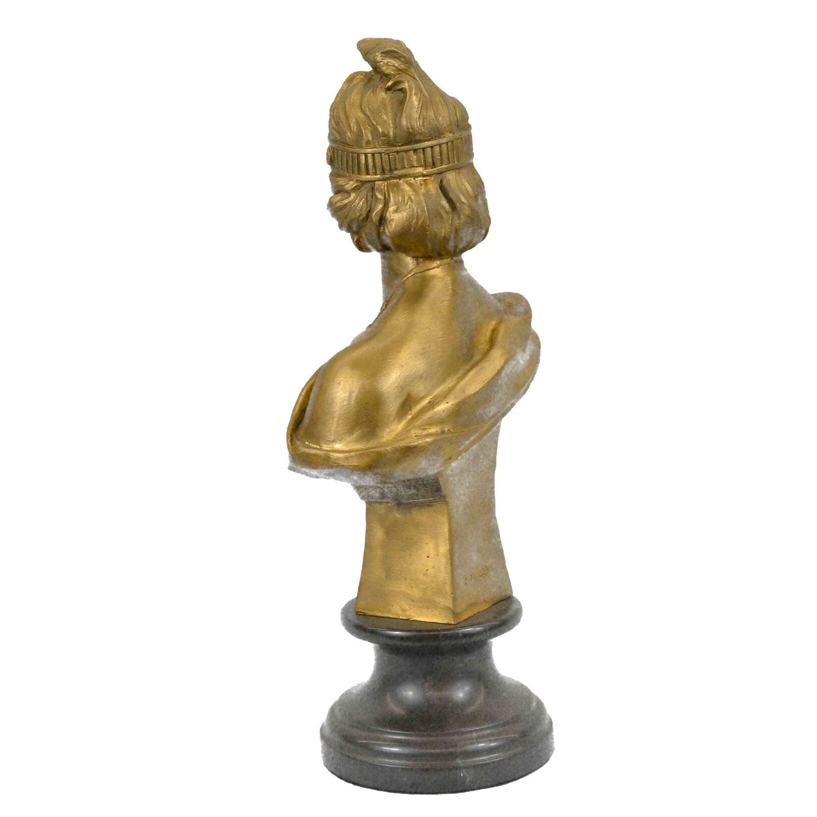 Bronze Lady Bust Patina Art Nouveau Victorian On Marble Base Hotcast Figure Sale