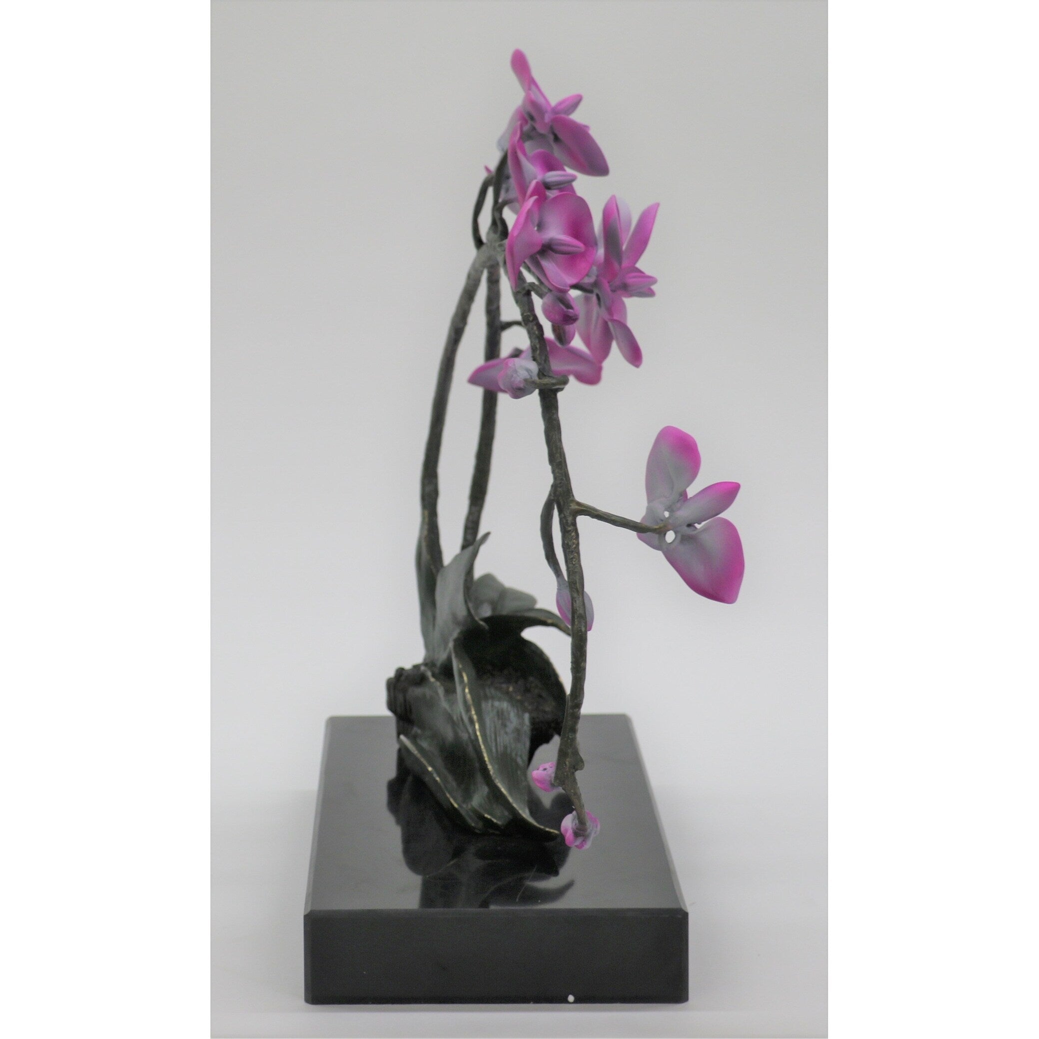 Large Orchid Sculpture By Aldo Vitaleh, Hand Bronze Copper, Limited Edition Sale