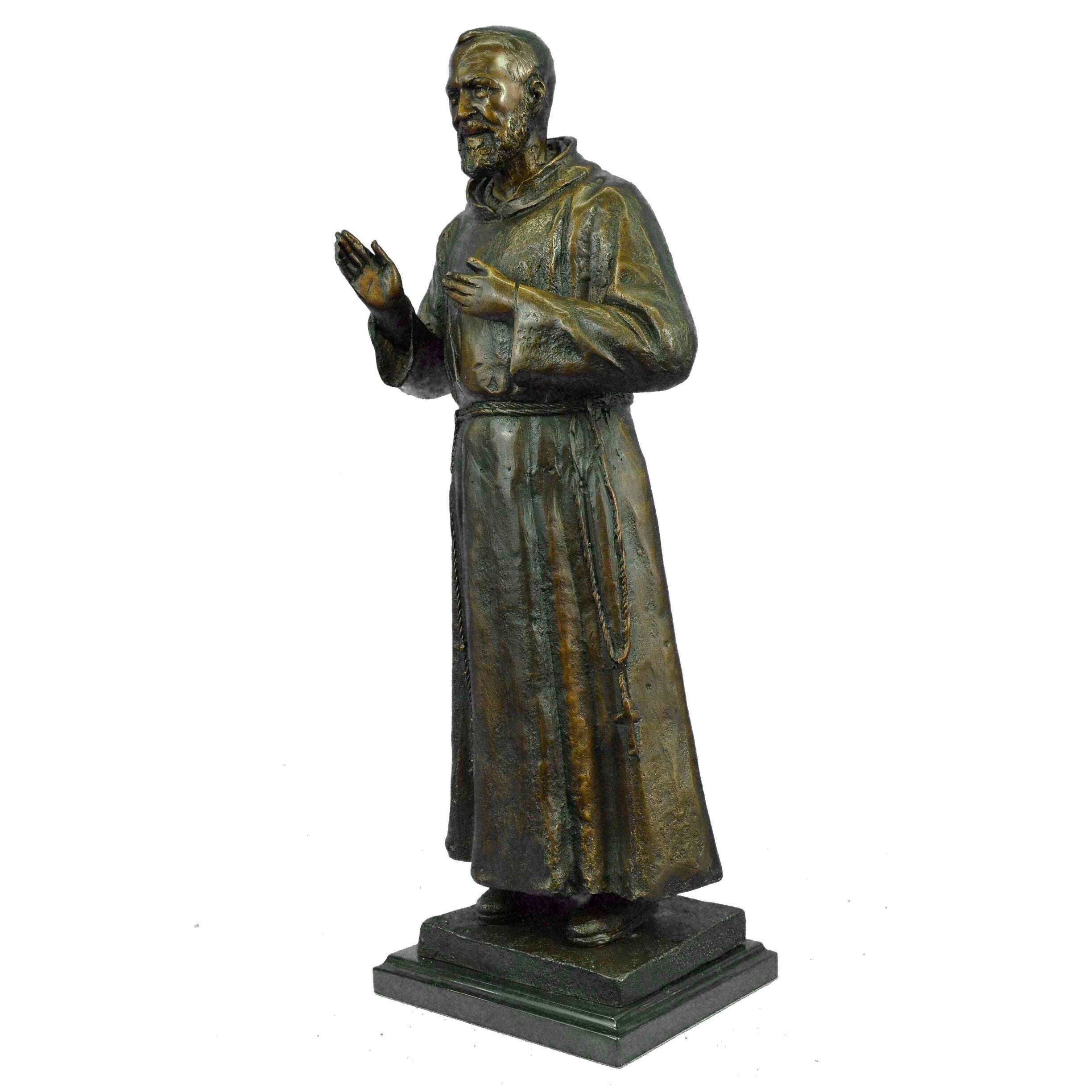 Signed And Numbered Limited Edition Saint Pio Italian Bronze Marble Sculpture