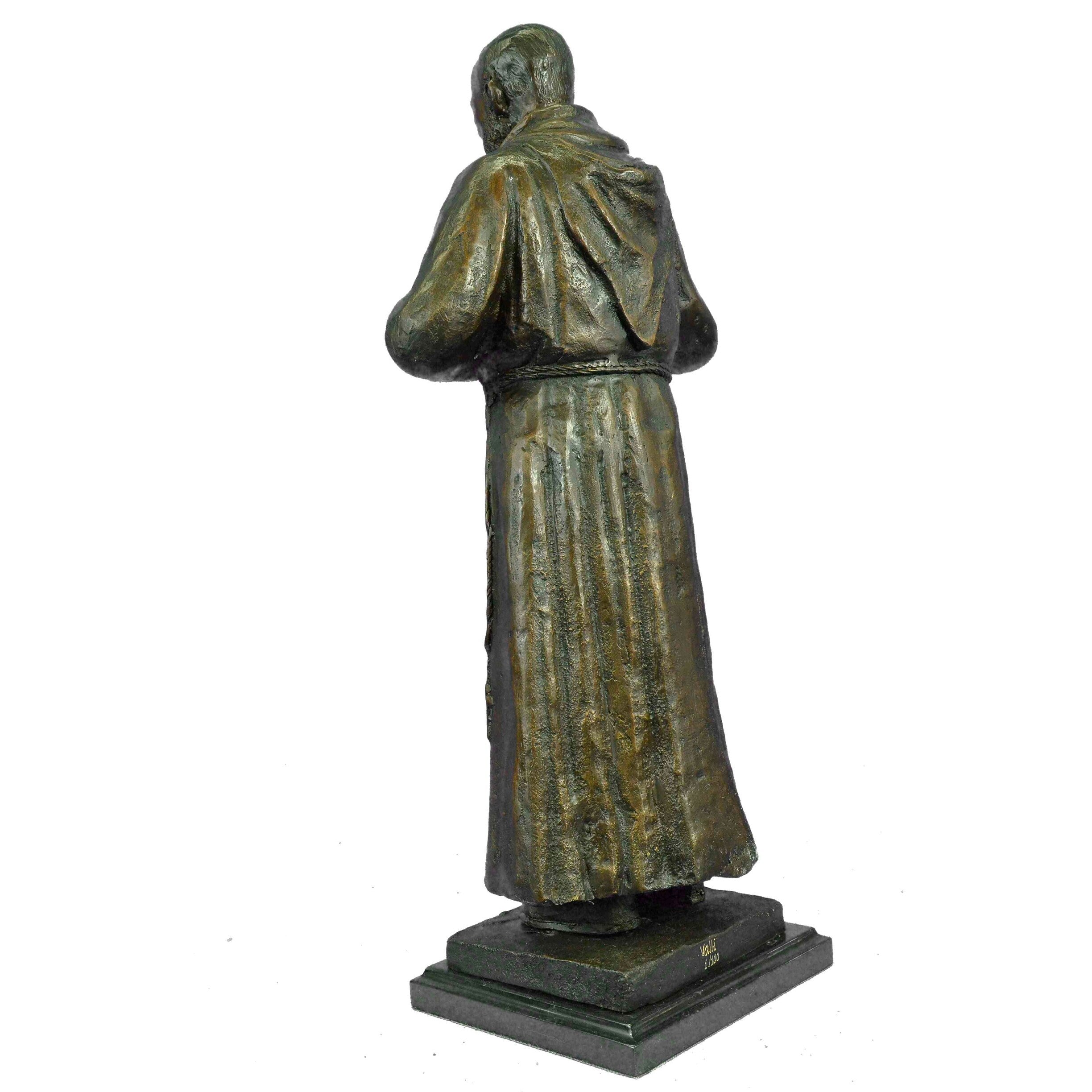 Signed And Numbered Limited Edition Saint Pio Italian Bronze Marble Sculpture