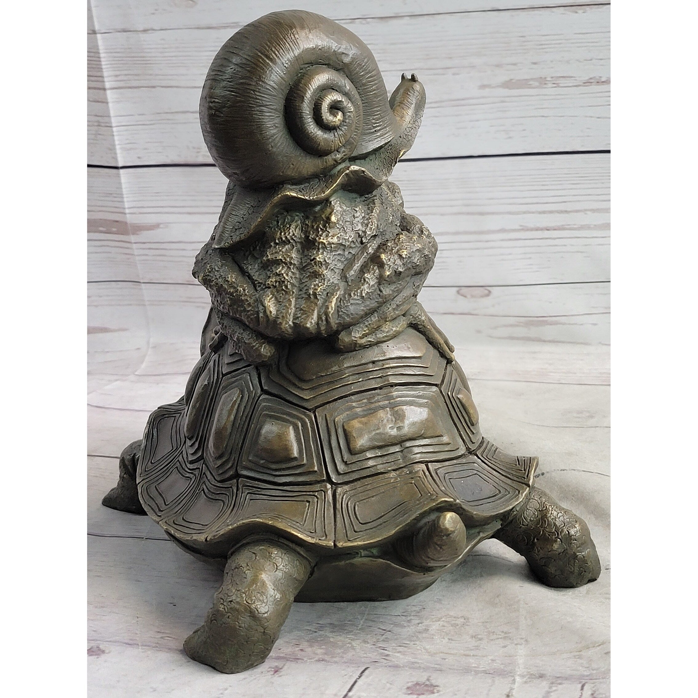 Tortoise Frog Snail Bronze Metal Figurine Sculpture Original Signed Art Figure