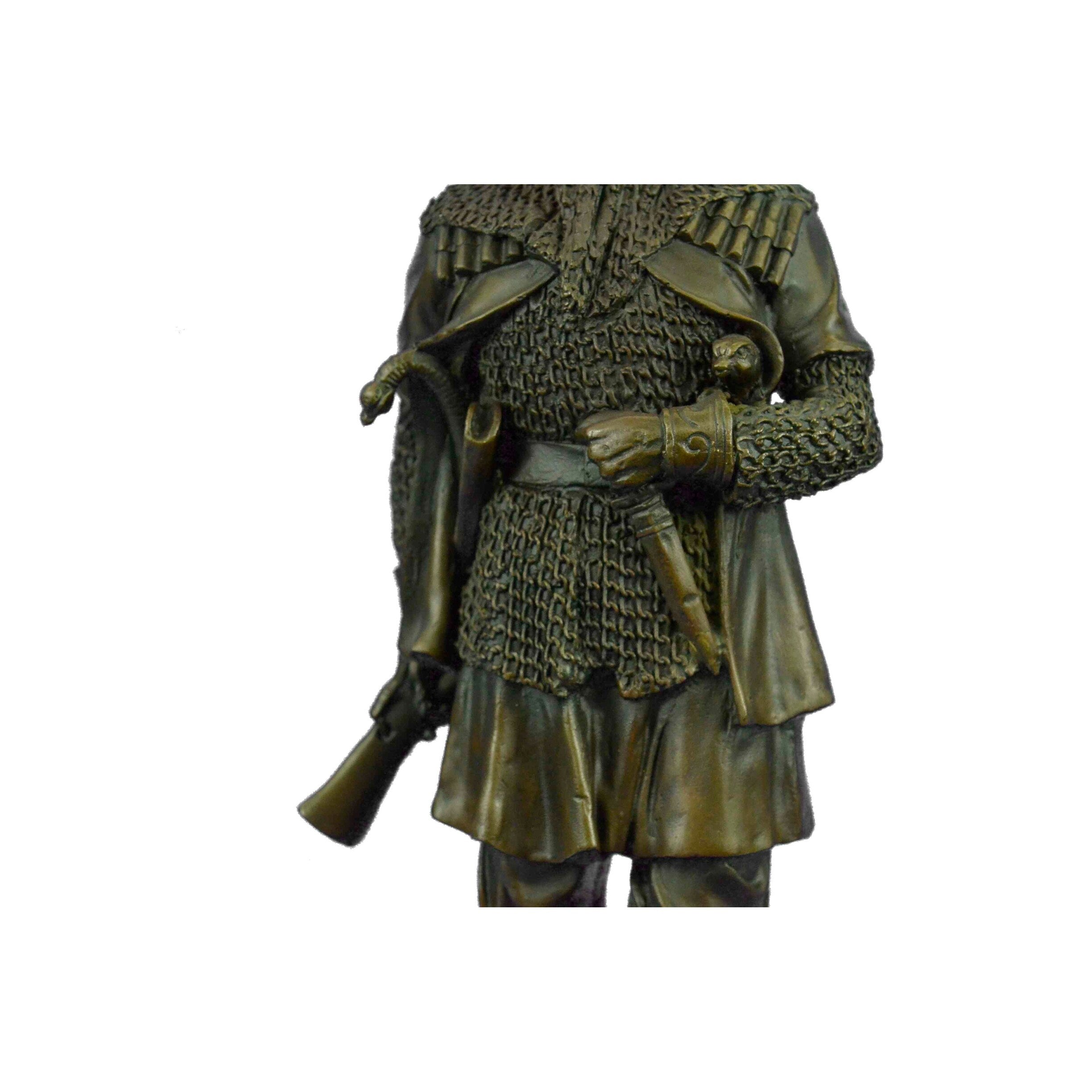 Hot Cast Bronze Medieval European Soldier W/ Dagger Statue Sculpture Figurine