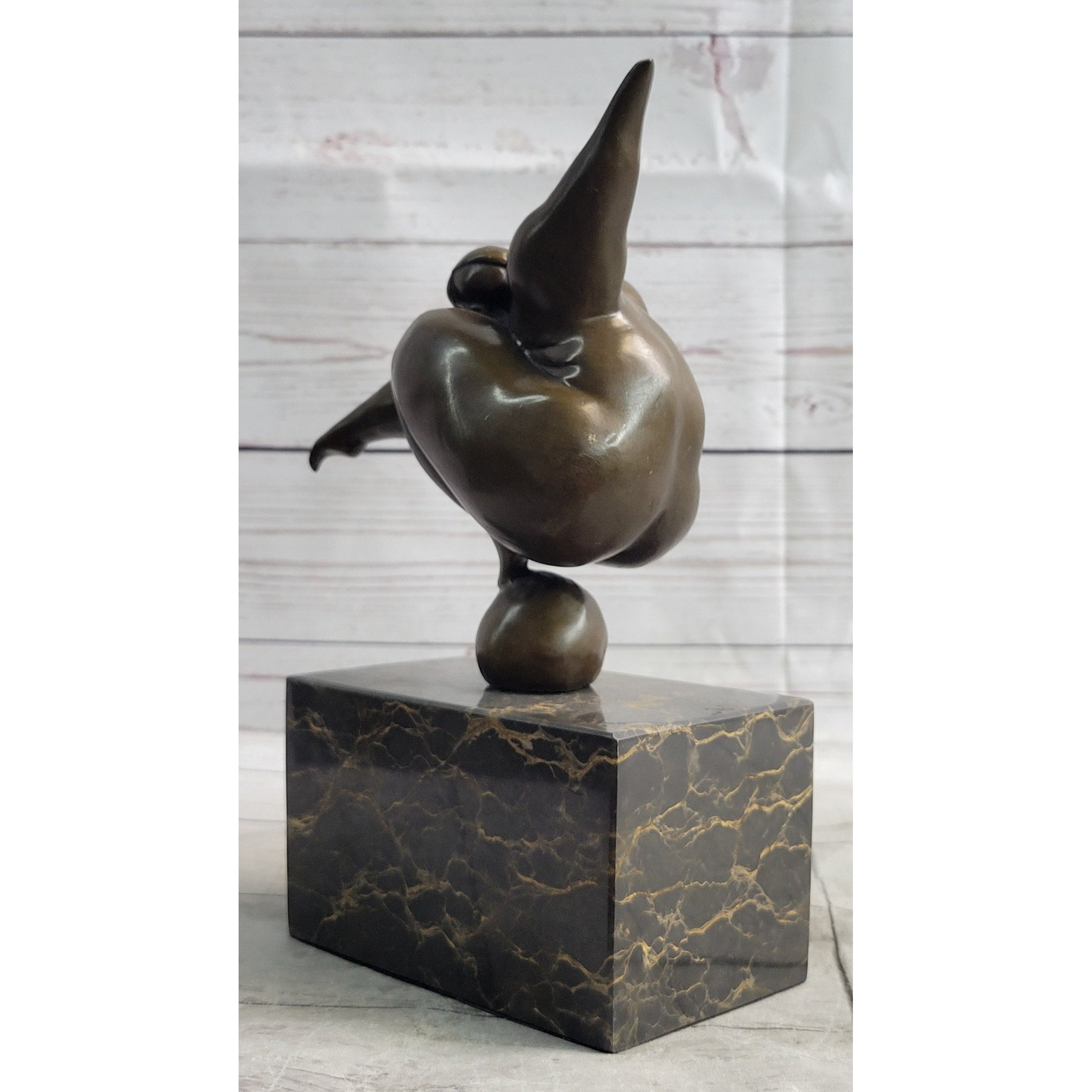 Abstract Curvy Bbw Woman Balancing On Ball Bronze Statue Sculpture Figure 11 Inches X 7 Inches