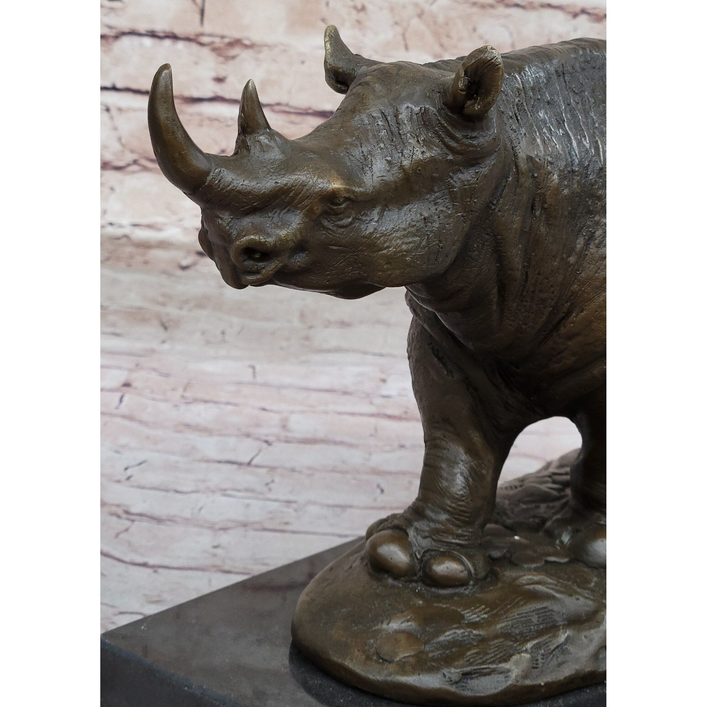 Rhinoceros Rhino Safari Wildlife Bronze Sculpture Statue Original Signed Art