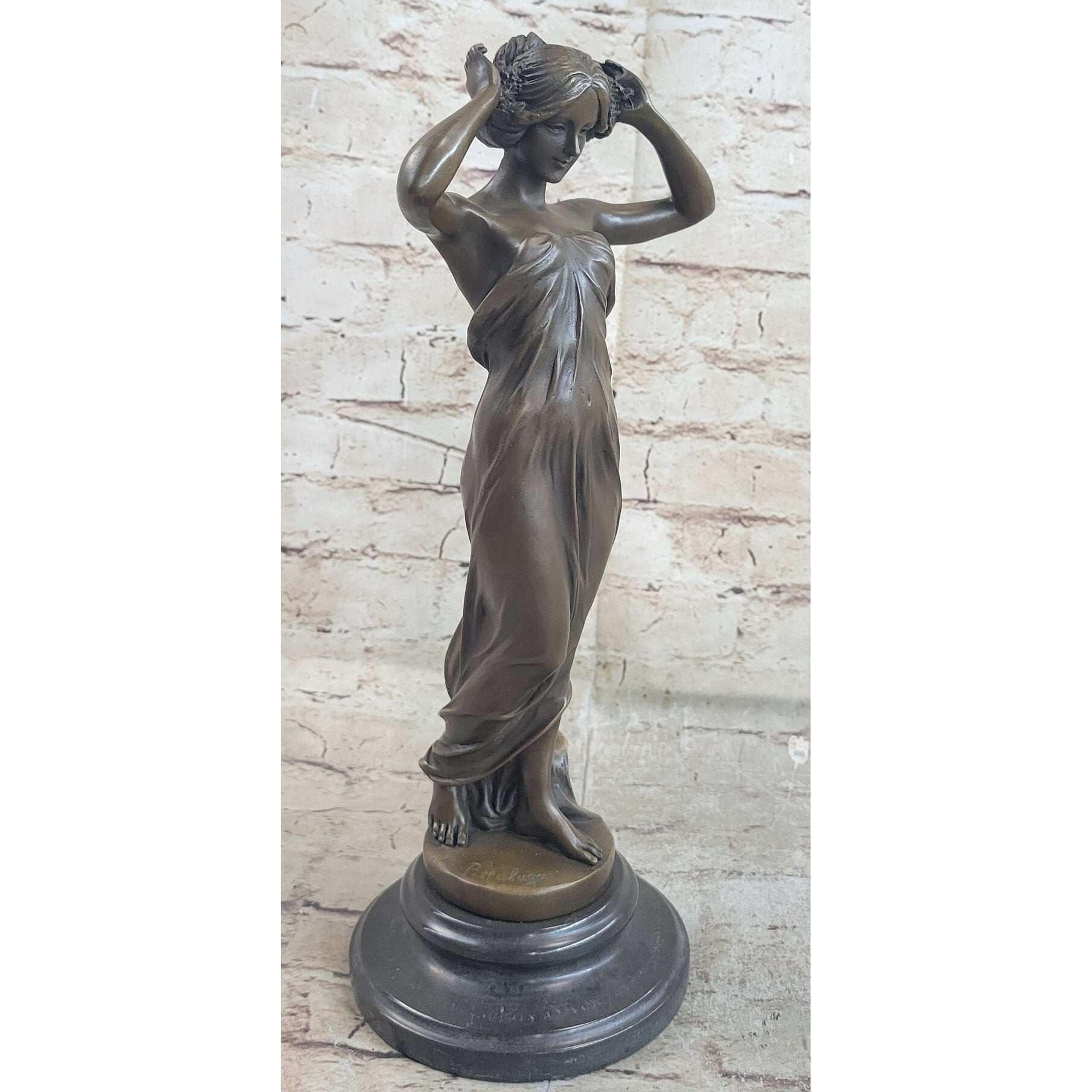 Signed Pitta Luga Art Nouveau Female Personifying Spring Bronze Sculpture Statue