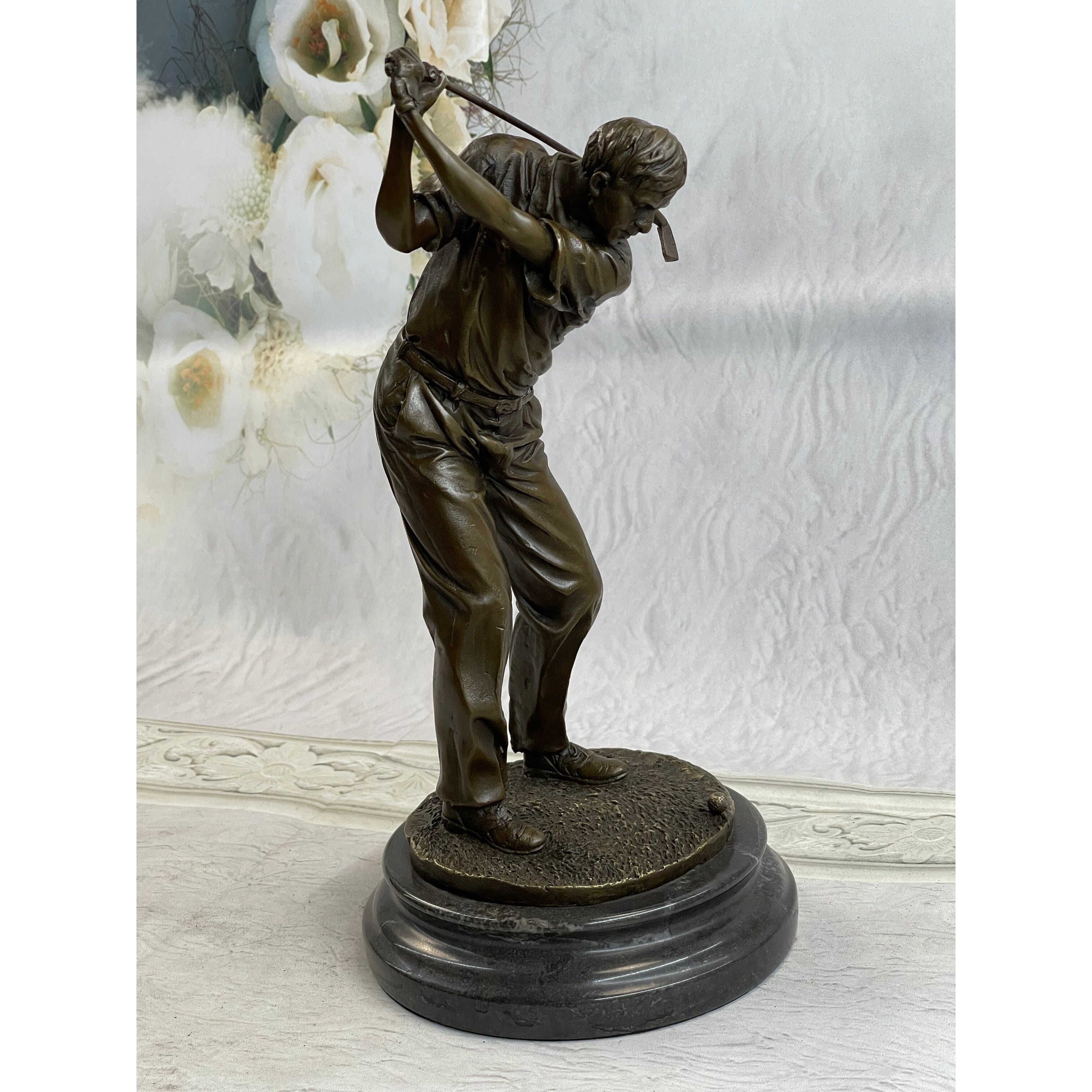 Signed Milo Abstract Tall Golfer Trophy House Decor Golf Golfing Statue Figure