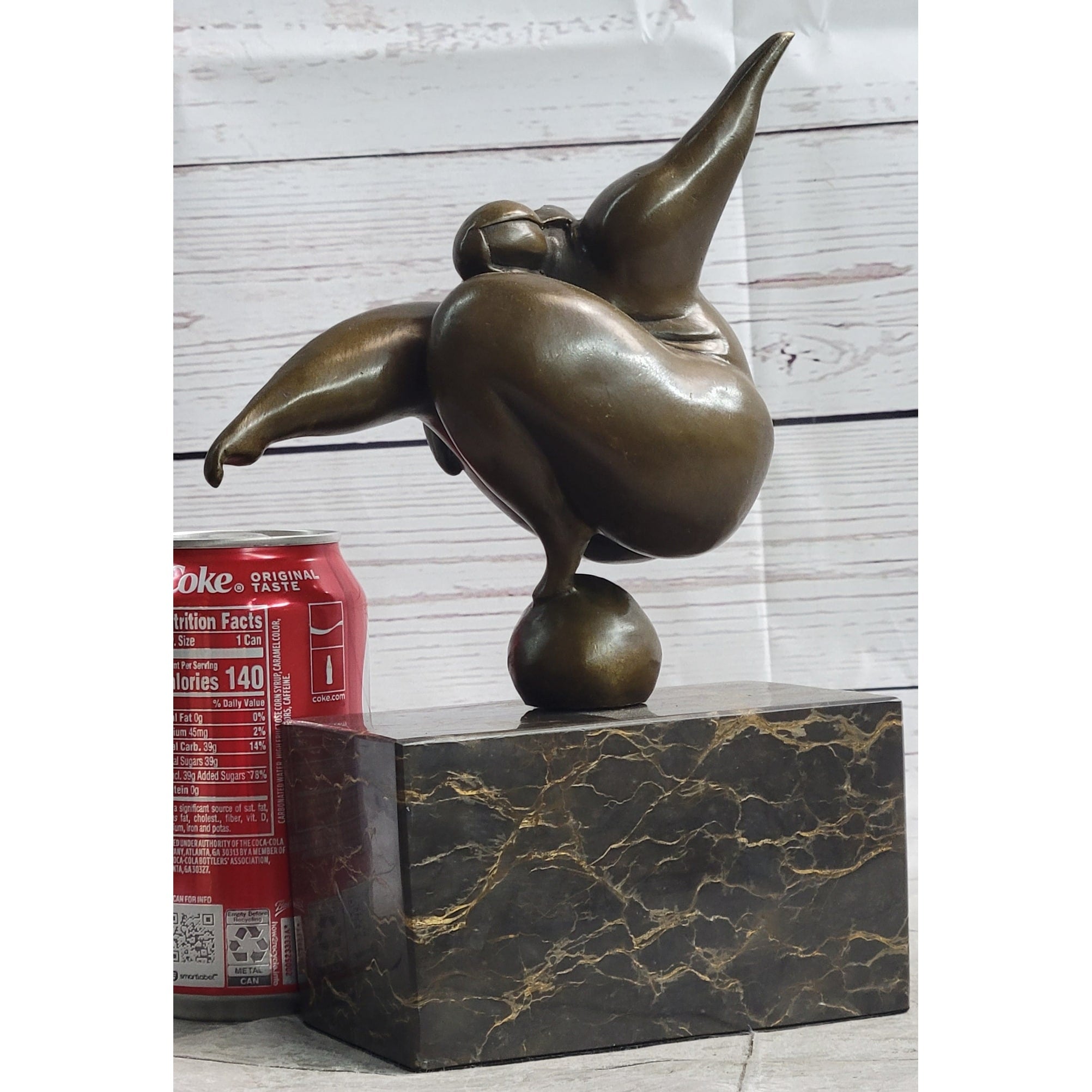 Abstract Curvy Bbw Woman Balancing On Ball Bronze Statue Sculpture Figure 11 Inches X 7 Inches