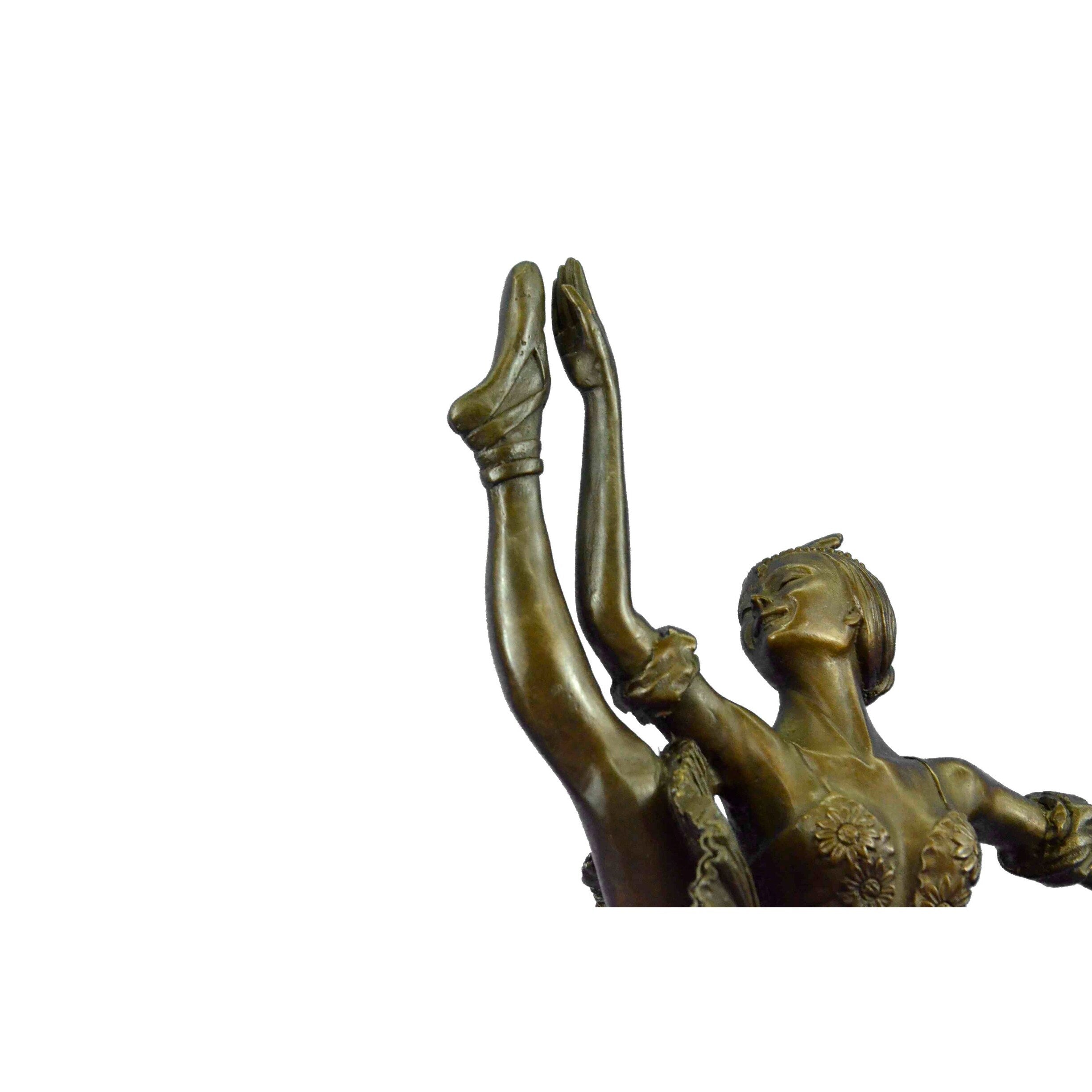 Art Nouveau Brown Patina Gory Little Ballerina Bronze Sculpture Dance Trophy Sta