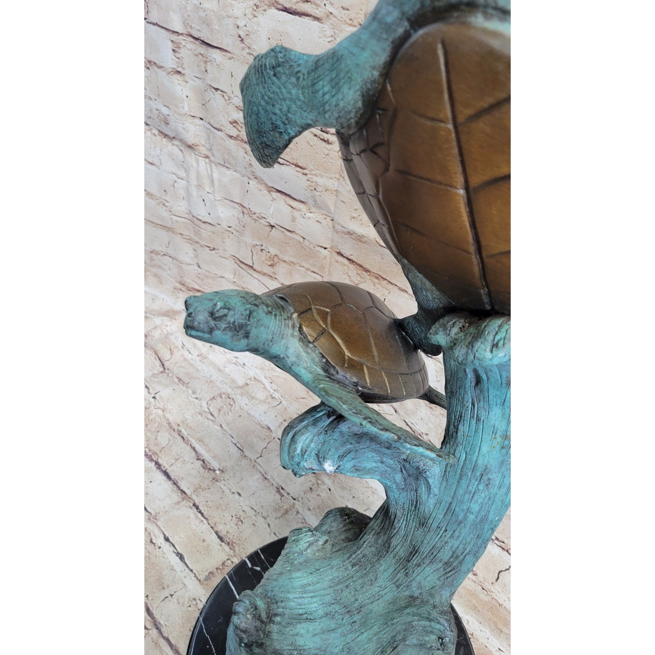 Sea Turtles Bronze Statue Sculpture Marine Wildlife Ocean Sea Decor Original Art