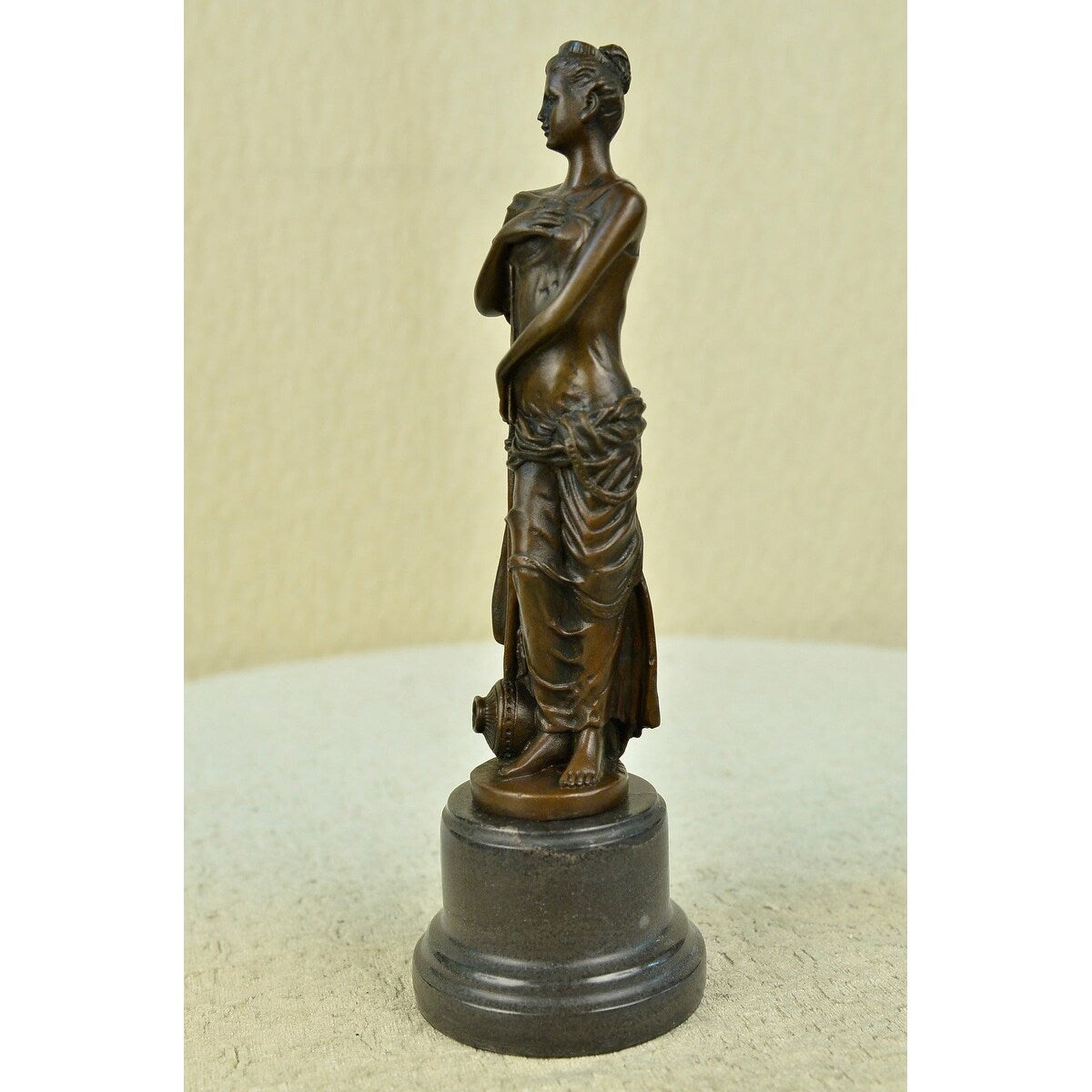 Original Signed English Royal Queen Bronze Sculpture Marble Base Figurine Decor