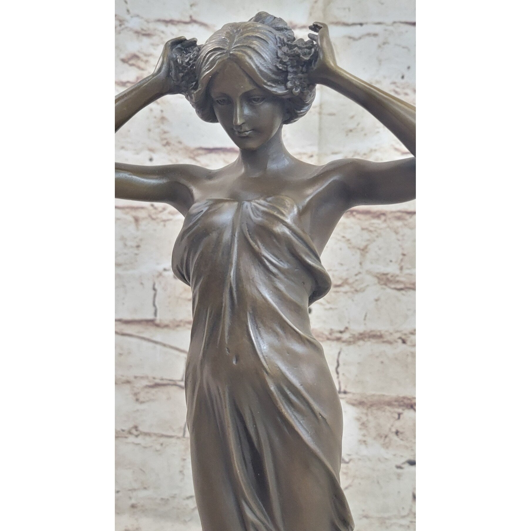 Signed Pitta Luga Art Nouveau Female Personifying Spring Bronze Sculpture Statue