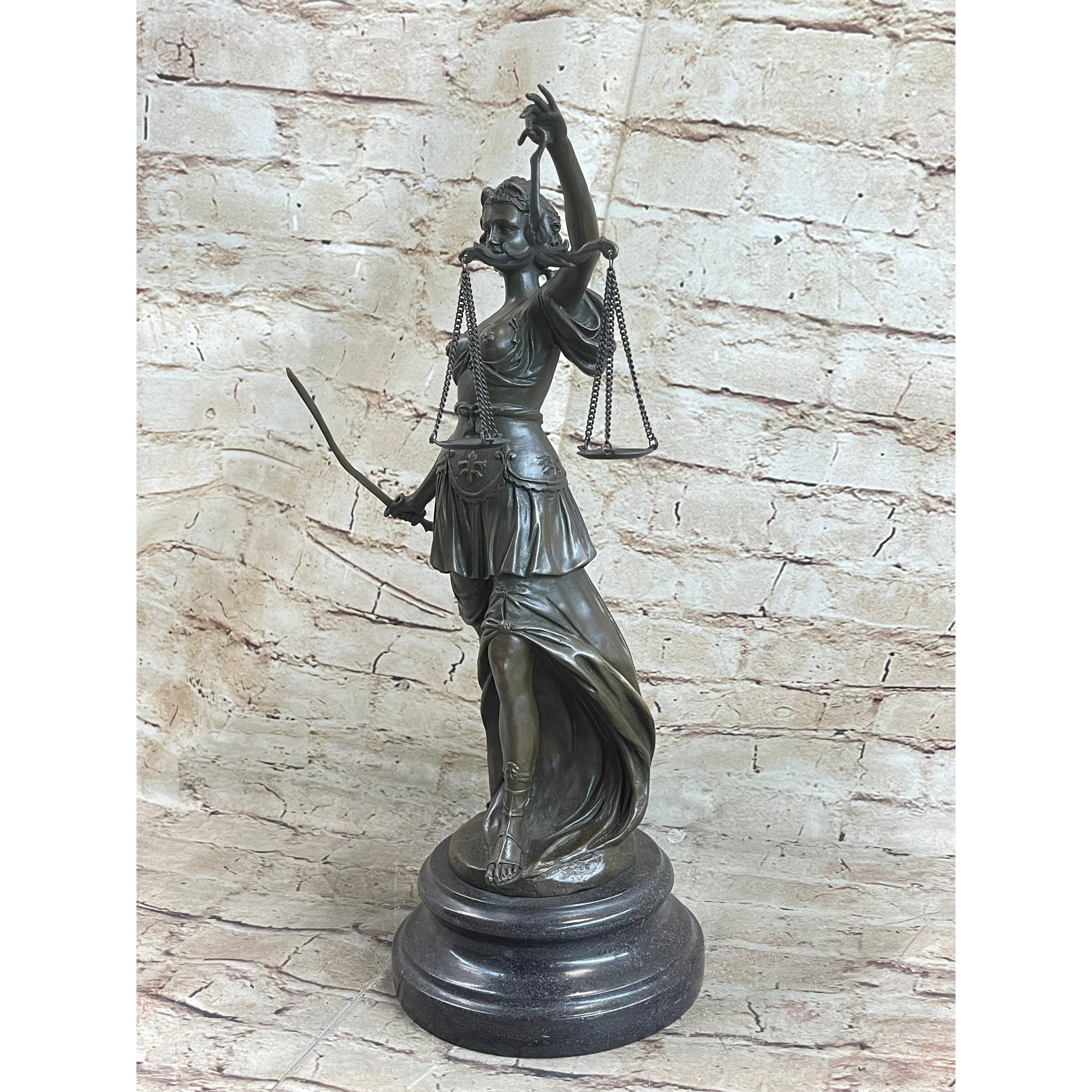 Bronze Scale Of Justice Blind Justice Sculpture Statue Clical Figurine 15 Inches Nr