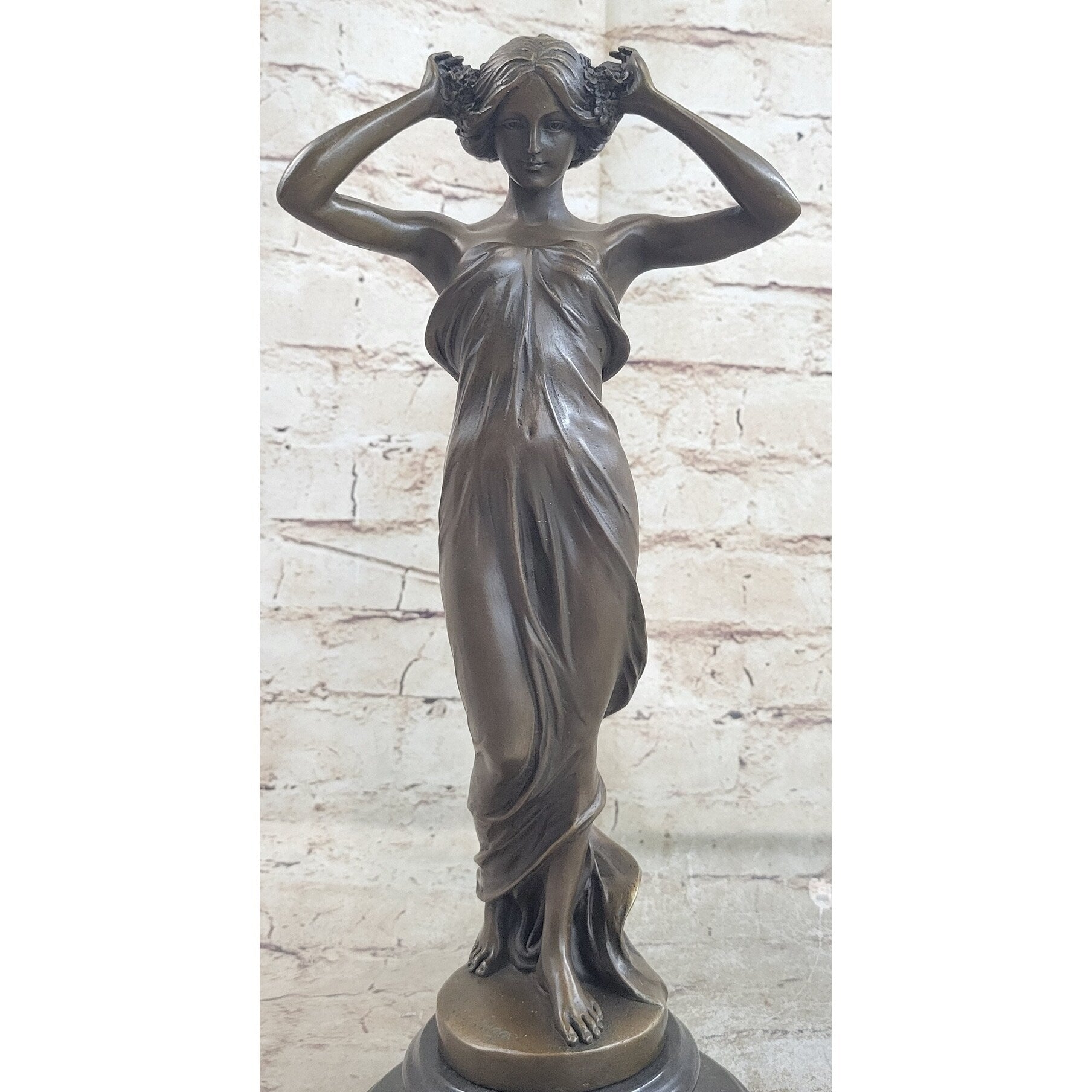 Signed Pitta Luga Art Nouveau Female Personifying Spring Bronze Sculpture Statue