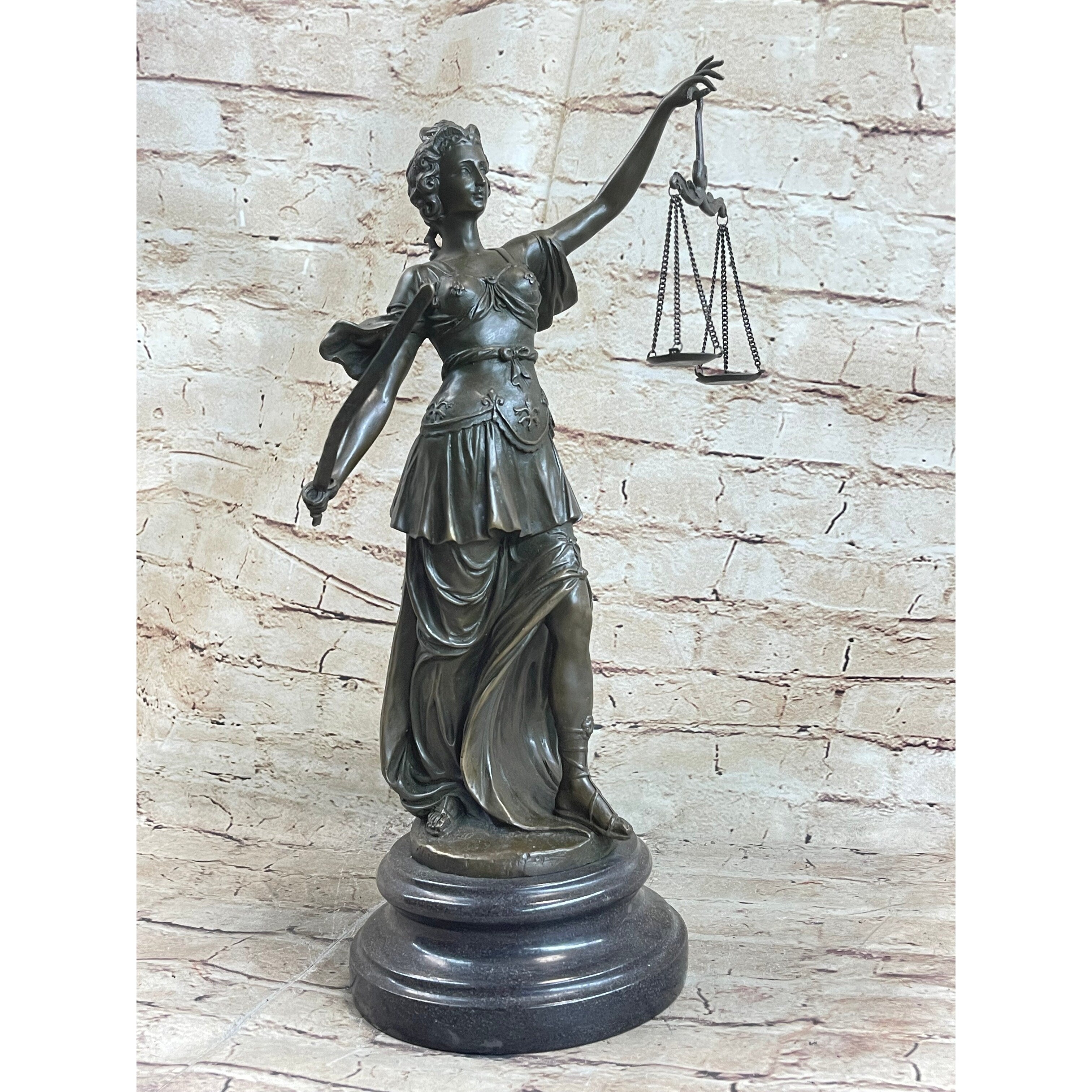 Bronze Scale Of Justice Blind Justice Sculpture Statue Clical Figurine 15 Inches Nr