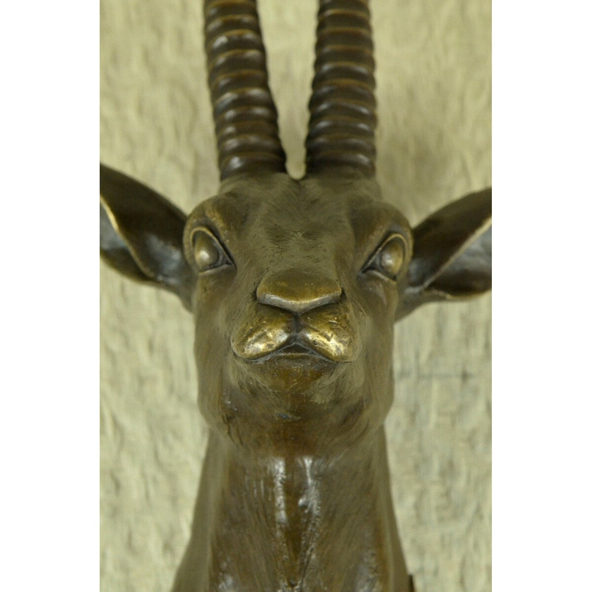 Art Deco Original Gazelle Head Bust Trophy Bronze Statue Sculpture Wall Mount