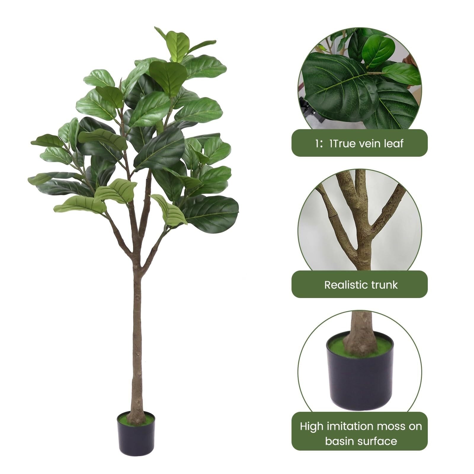 Artificial Fiddle Leaf Fig Tree 5FT - 5 FT