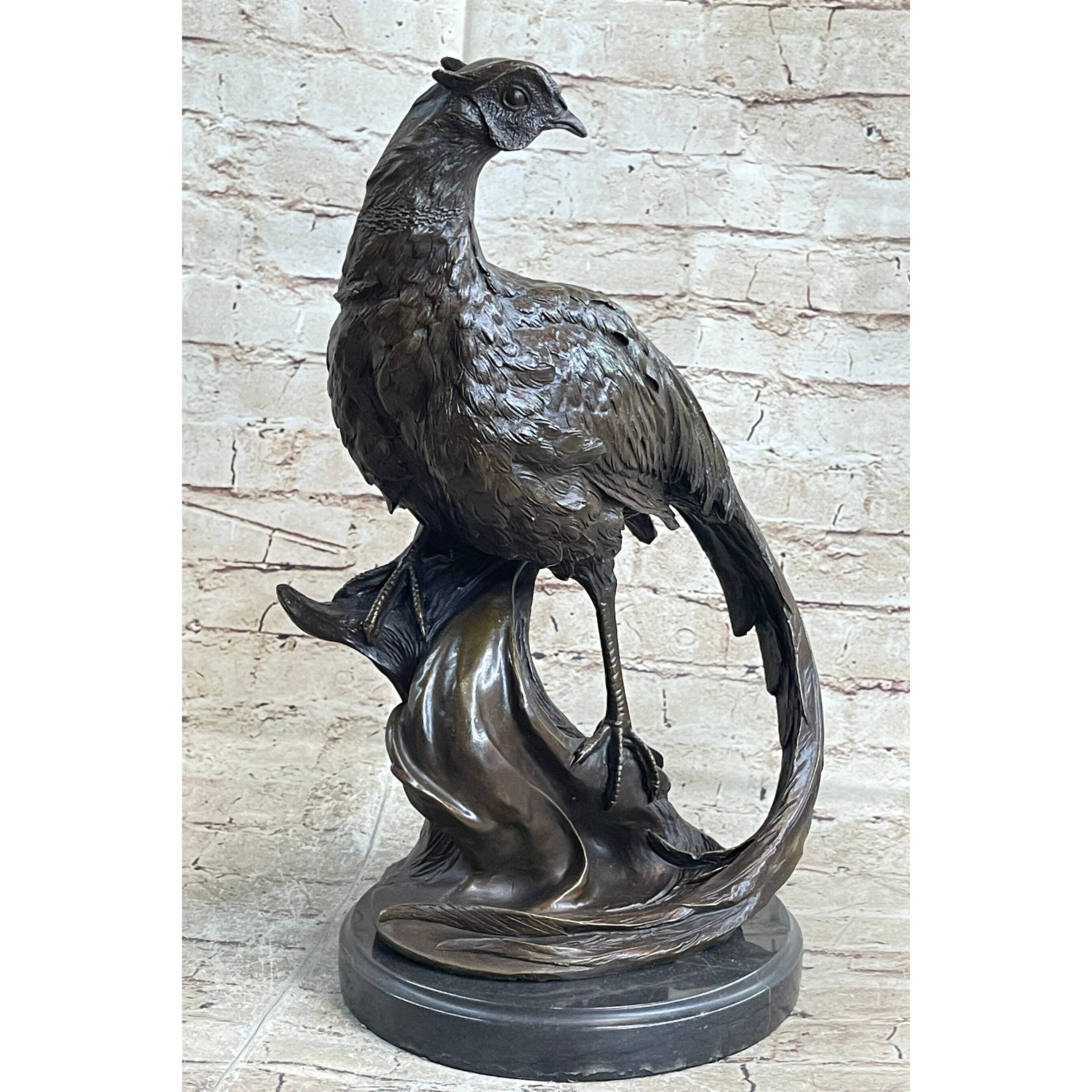 Detailed Pheasant Dove Bronze Figure Statue G. Seiya Sculpture Art Deco Figure