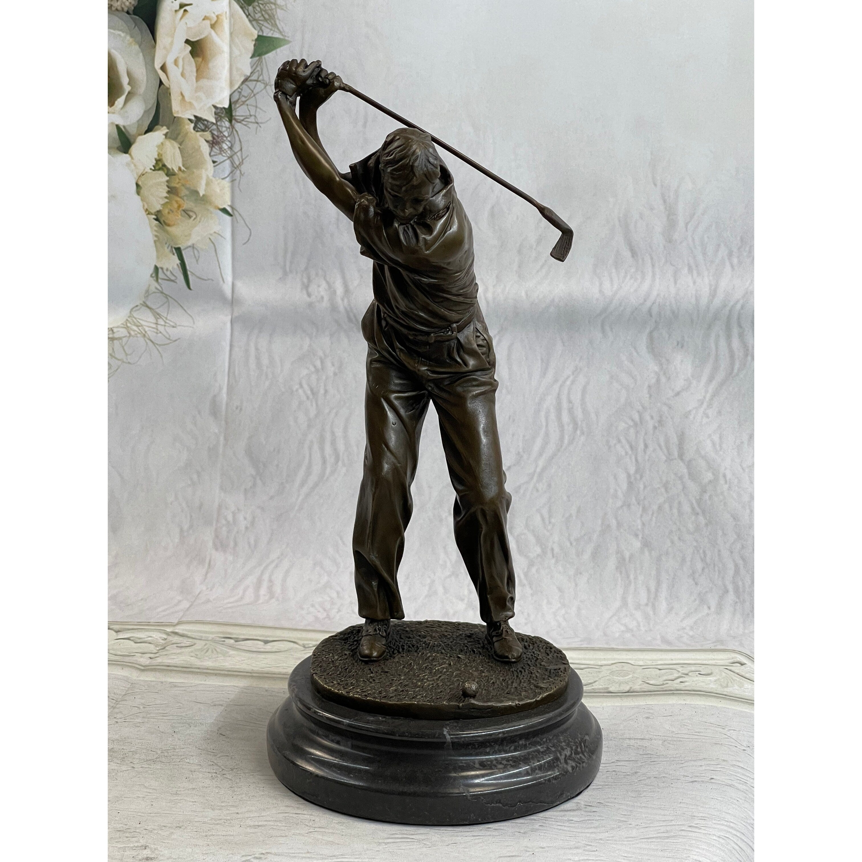 Signed Milo Abstract Tall Golfer Trophy House Decor Golf Golfing Statue Figure