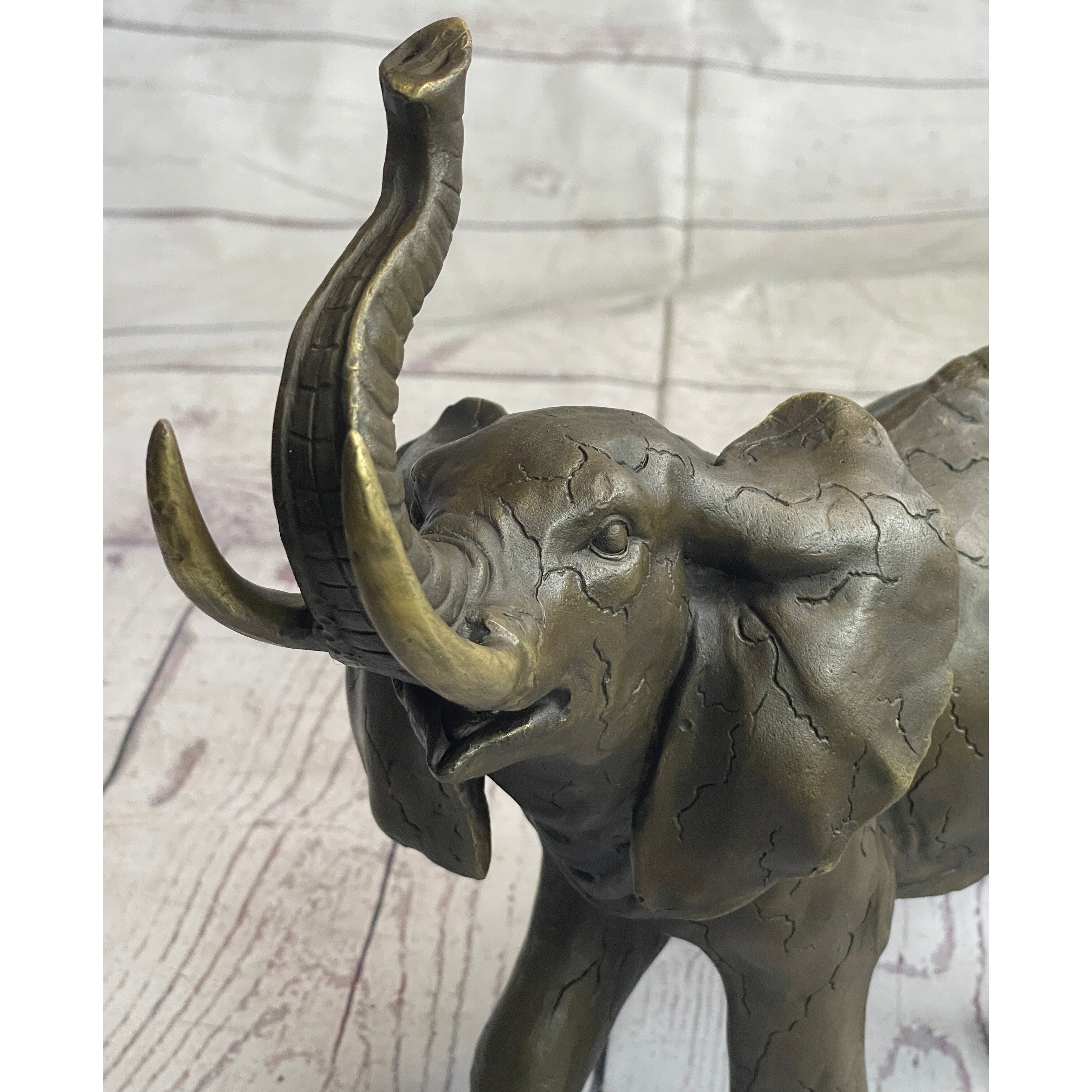 Elephant Bronze Metal Figurine Figure Sculpture Decor 11 Inches X 13 Inches