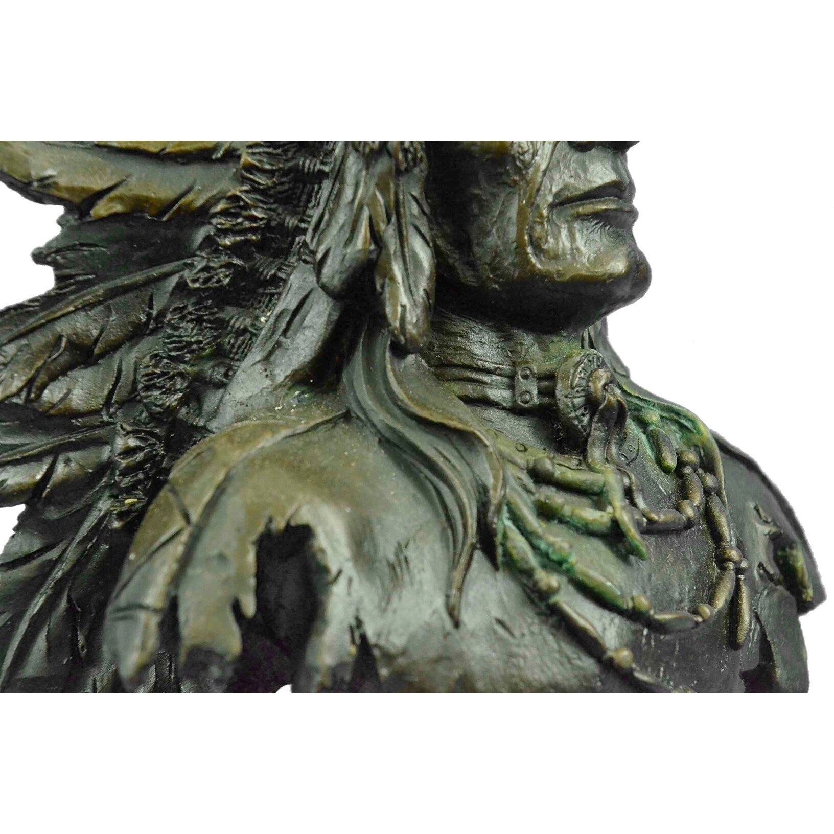 Signed Russell Native American Chief Hot Cast Bronze Sculpture Statue Figure Art