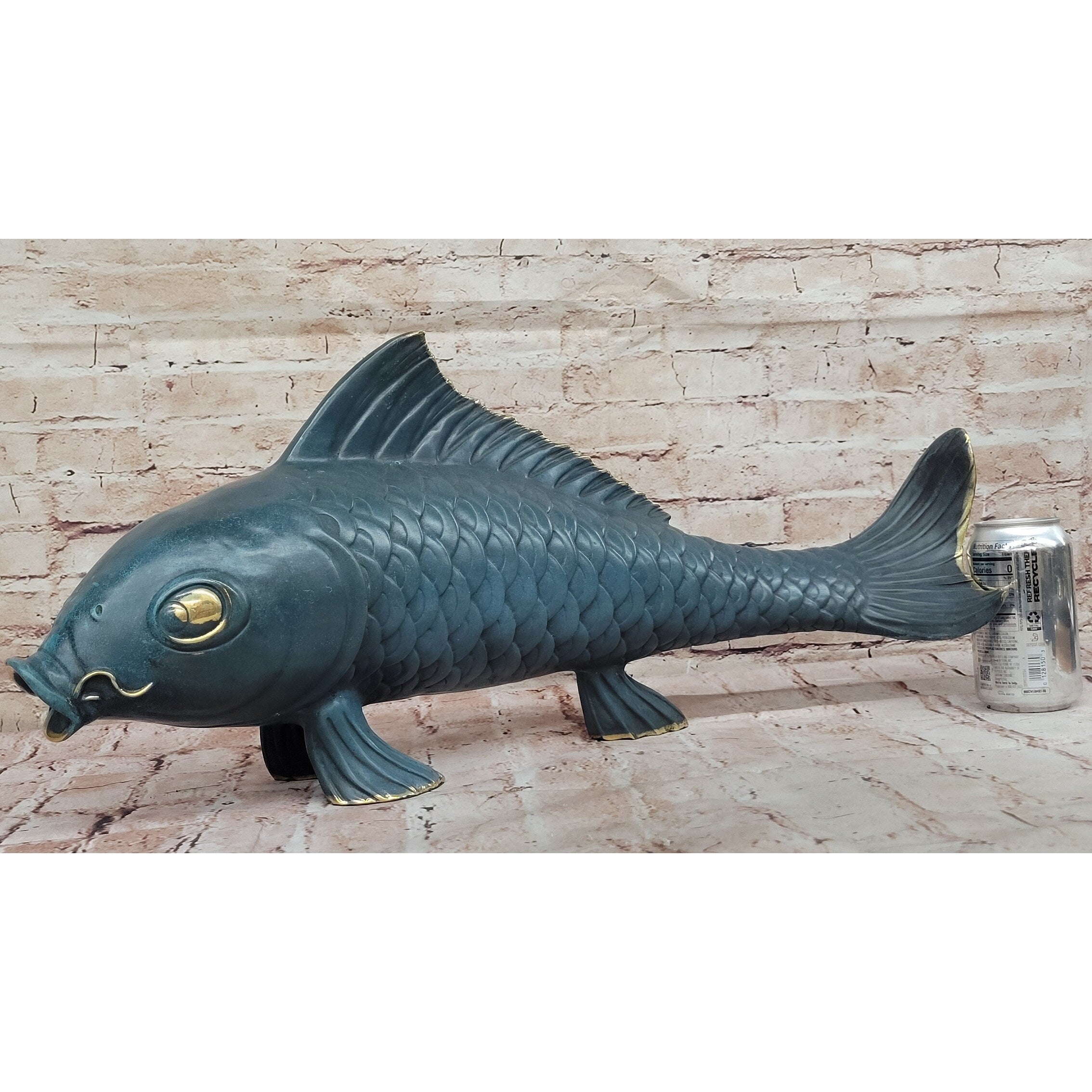 Bronze Koi Fish Sculpture – Large Decorative Asian-Inspired Art Piece With Gold Accents