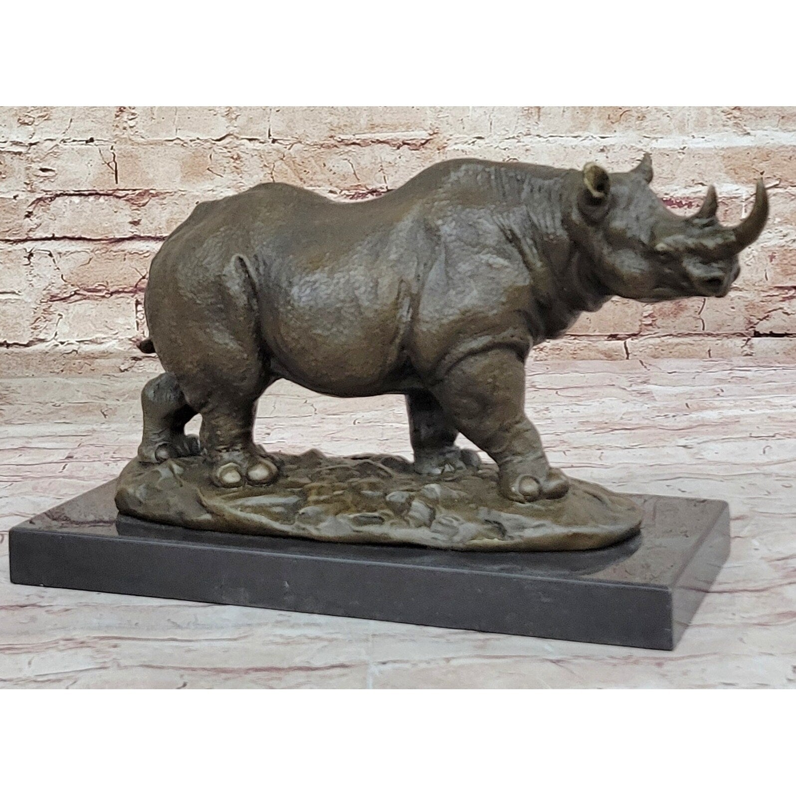 Rhinoceros Rhino Safari Wildlife Bronze Sculpture Statue Original Signed Art