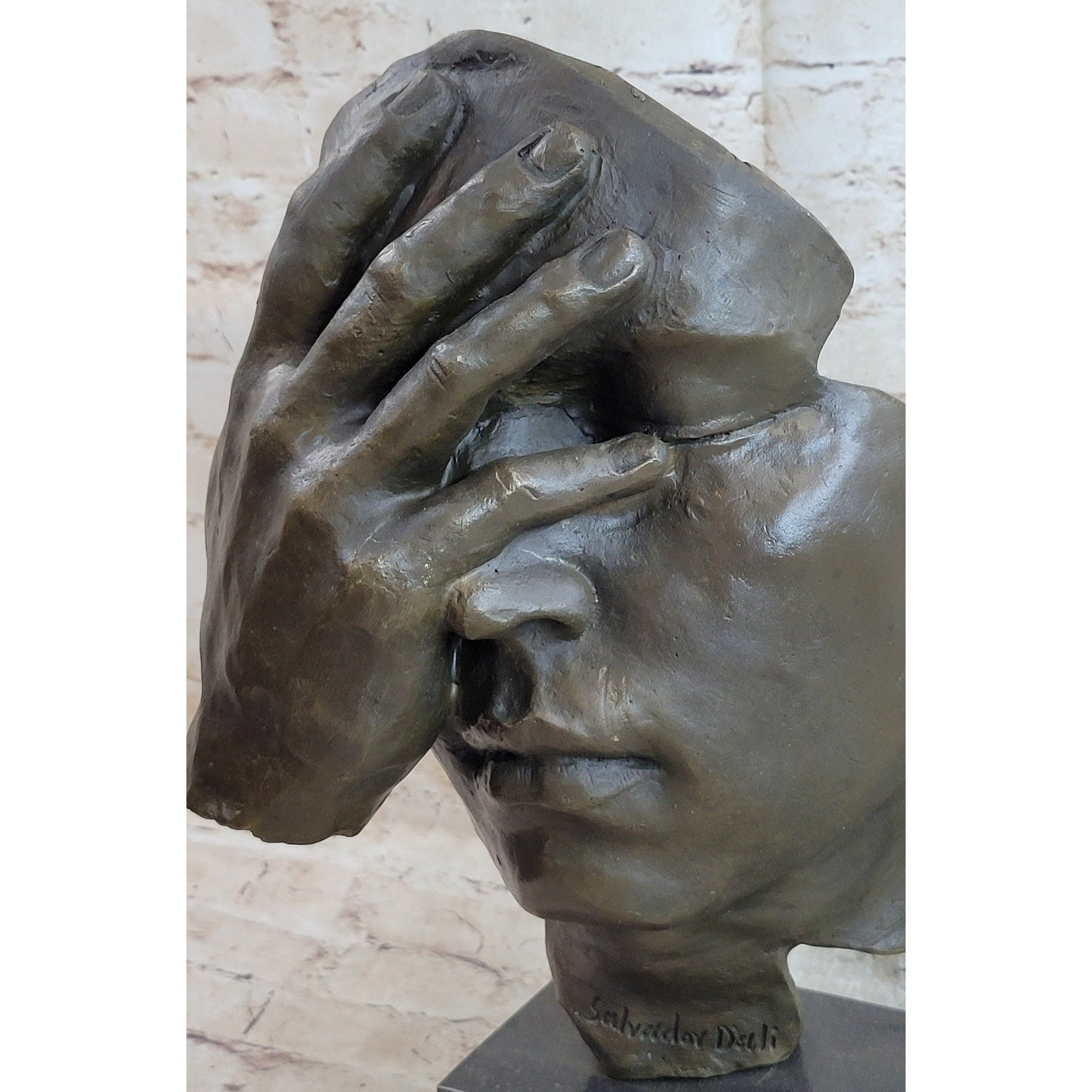 Shame On Me Surreal Face Hand Salvador Dali Bronze Statue Sculpture Modern Art 17 Inches X 9 Inches