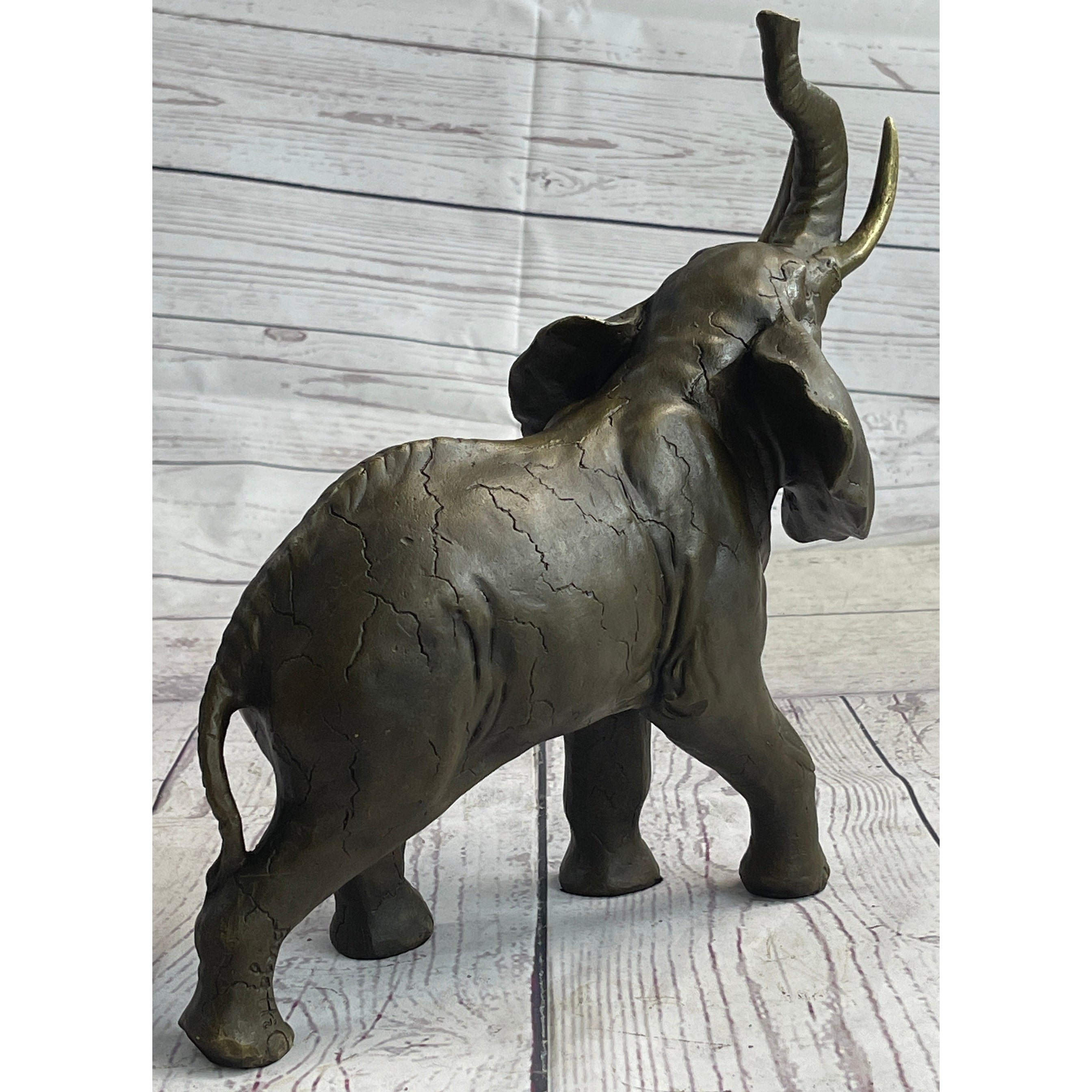 Elephant Bronze Metal Figurine Figure Sculpture Decor 11 Inches X 13 Inches