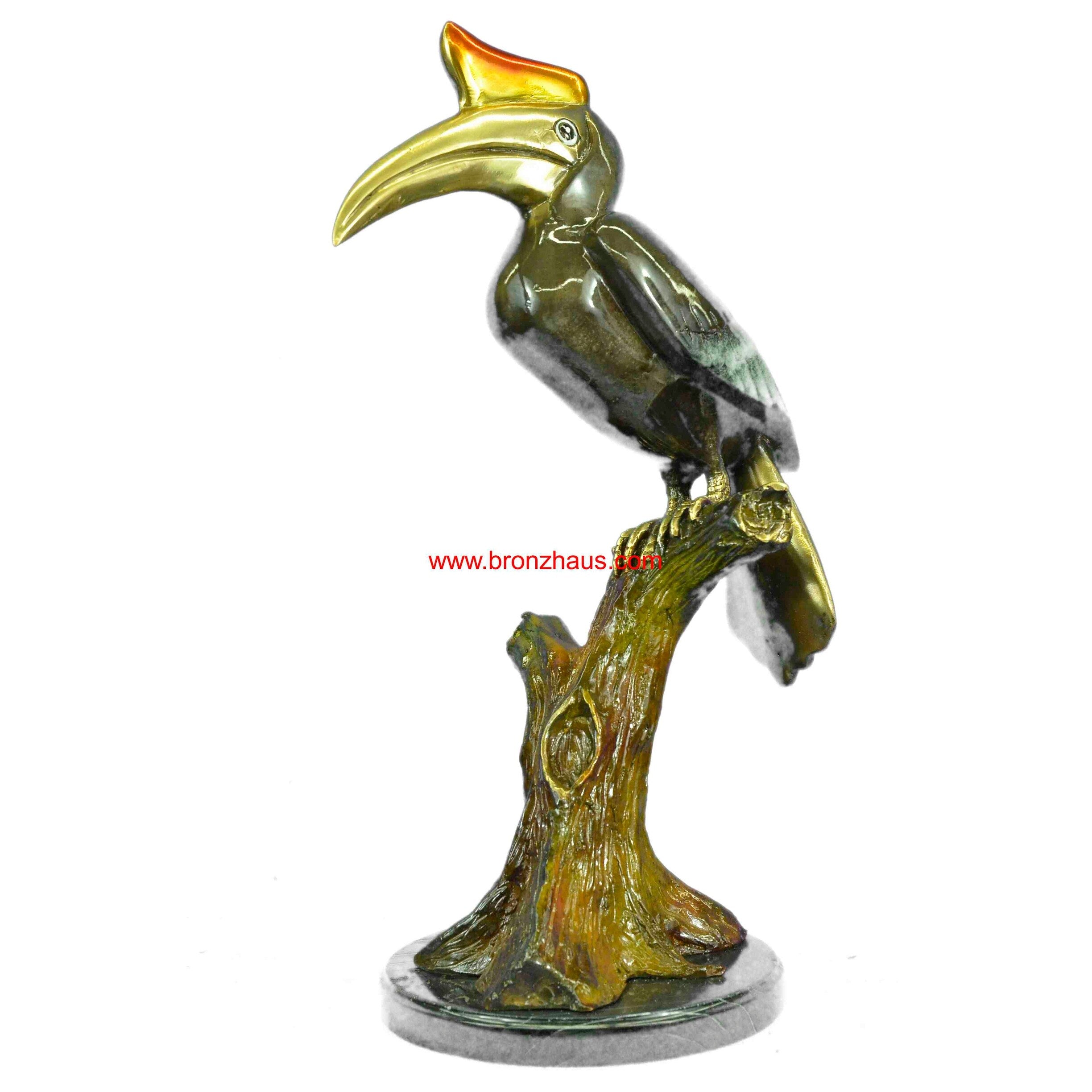 Art Deco Special Patina Limited Edition Heron Bird Bronze Sculpture Figurine Art