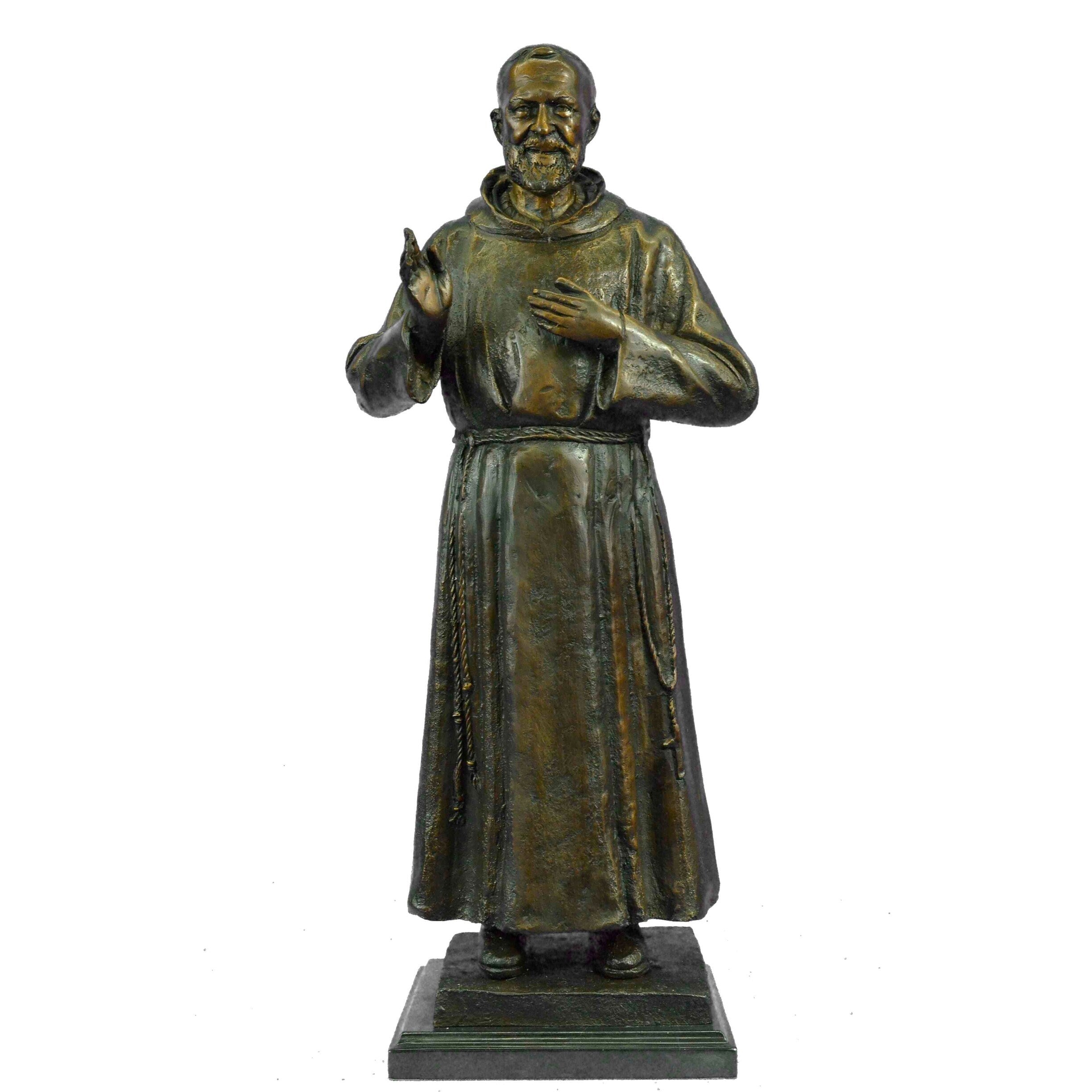 Signed And Numbered Limited Edition Saint Pio Italian Bronze Marble Sculpture