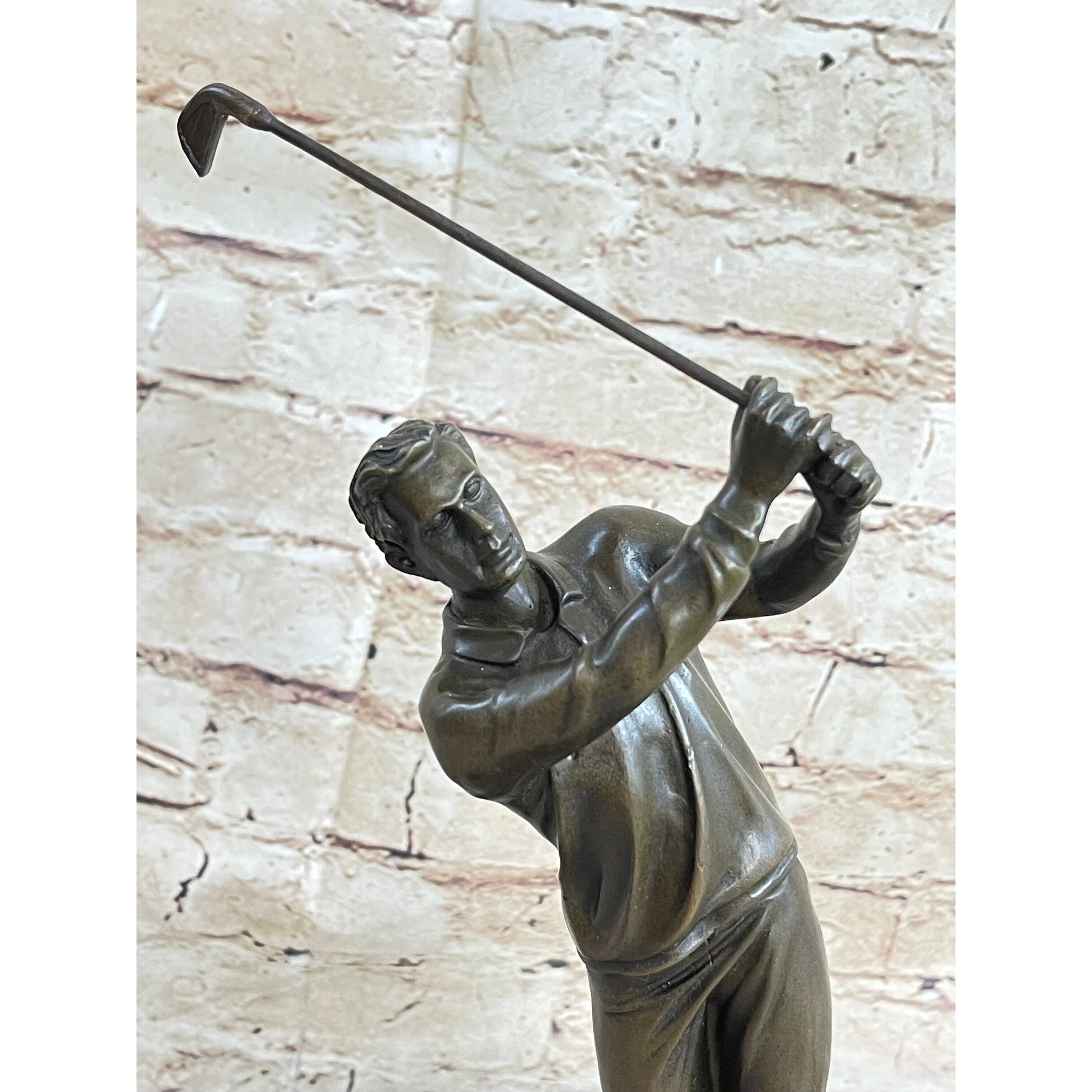 Golfer W. Club Swing Bronze Sculpture Statue By Milo Signed Original Figurine Nr