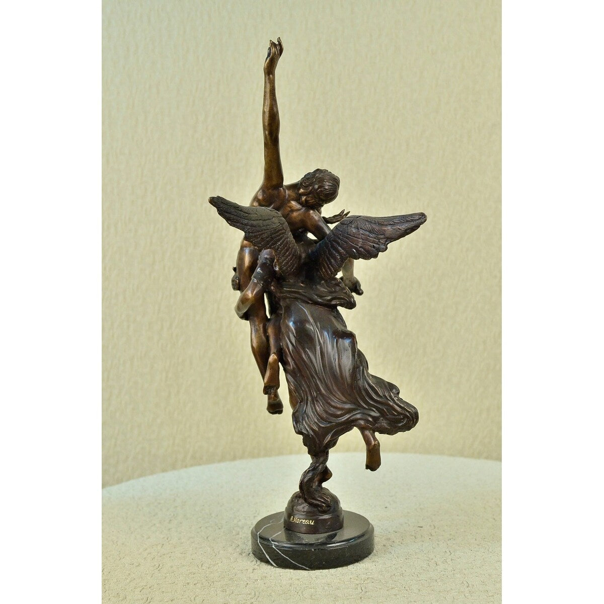 Guardian Angel Messenger Of God Bronze Statue Sculpture Signed Moreau Figure Art