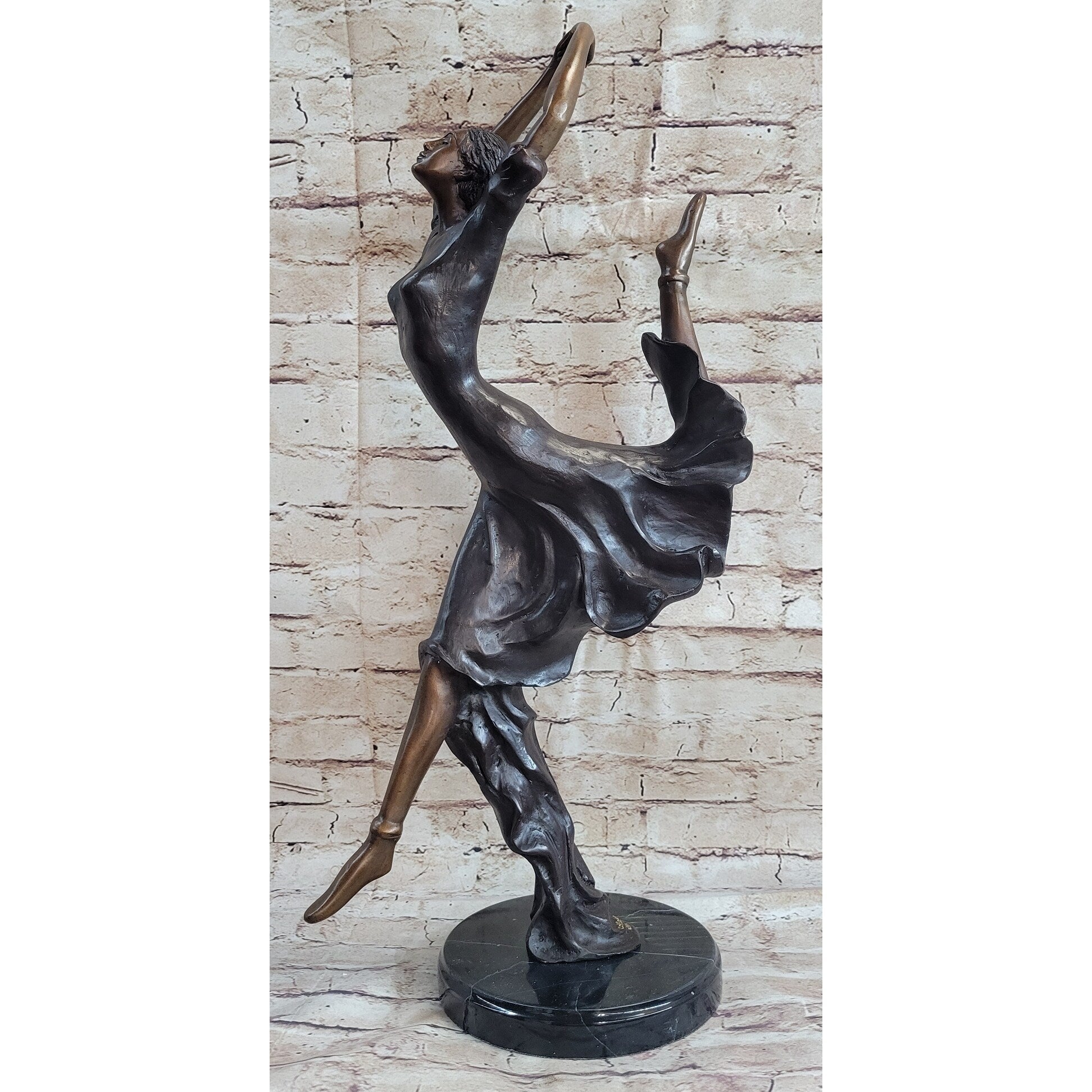 Leaping Female Dancer Girl Bronze Statue Sculpture Original Signed Art Decor Figure