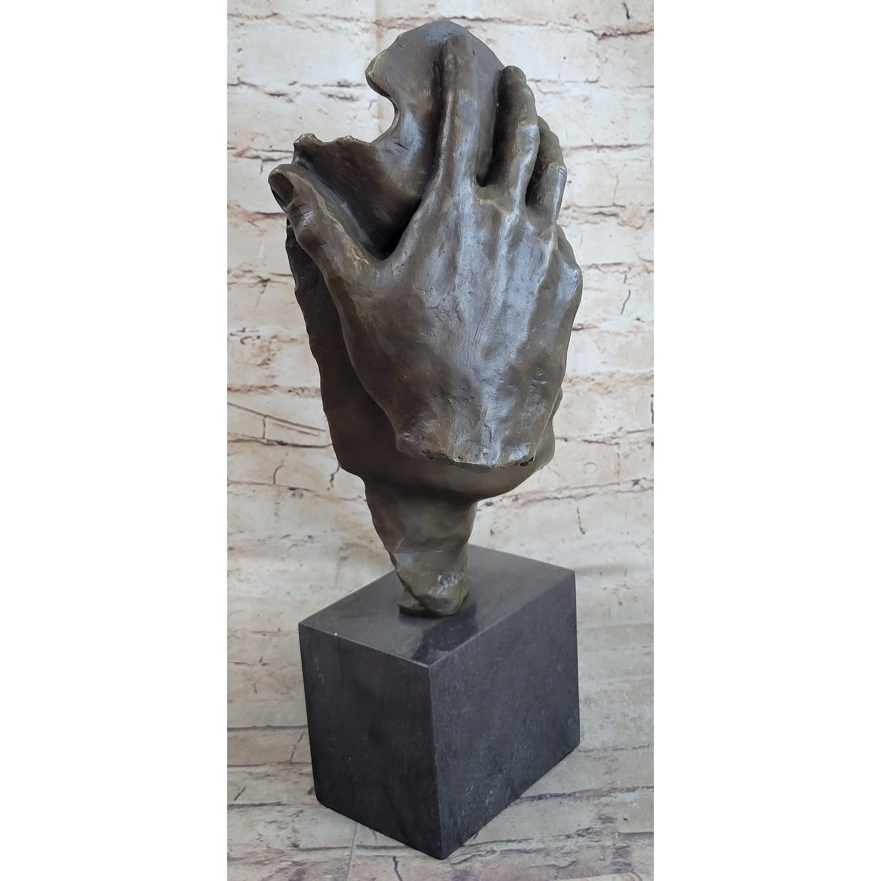 Shame On Me Surreal Face Hand Salvador Dali Bronze Statue Sculpture Modern Art 17 Inches X 9 Inches