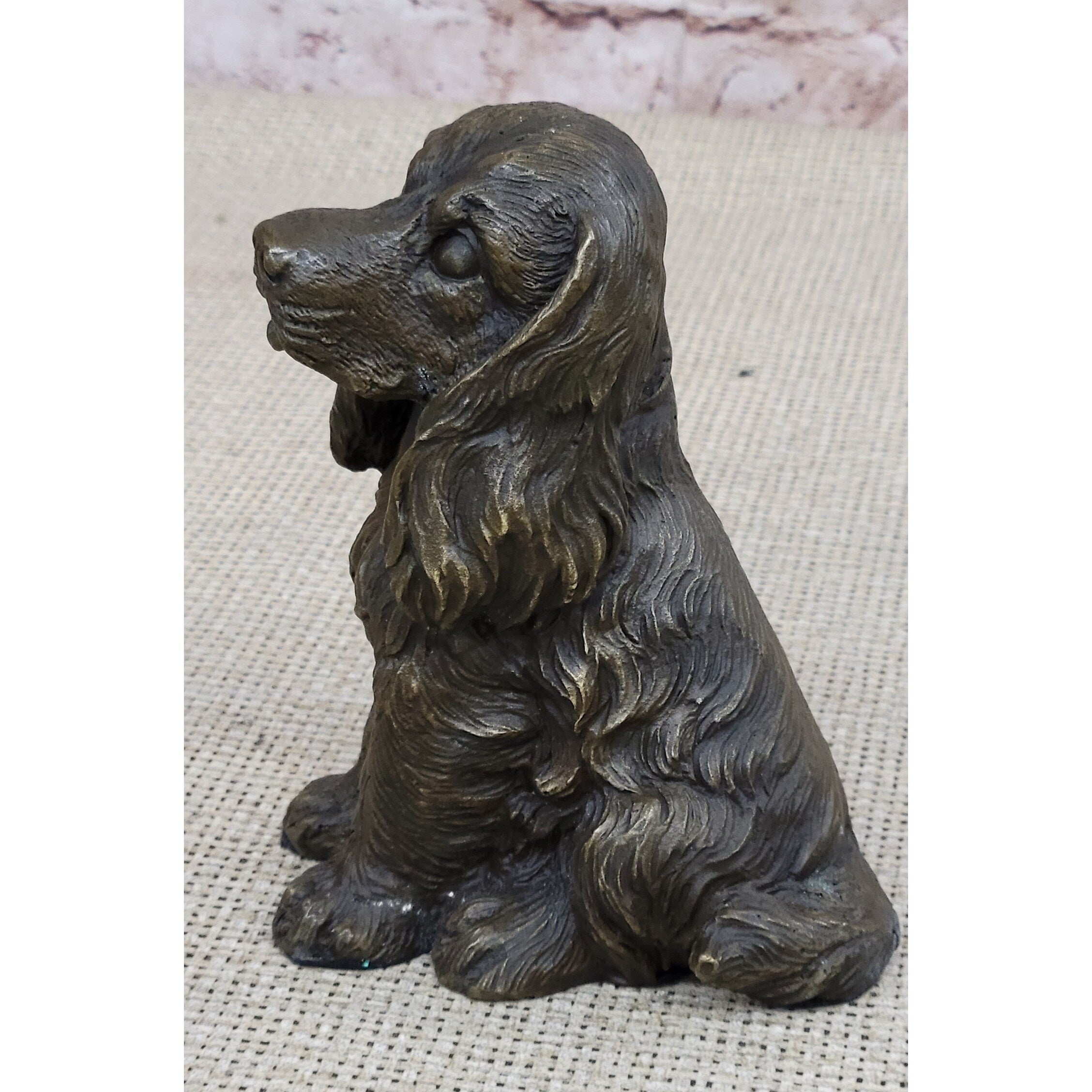 er Spaniel Big Eared Puppy Dog Bronze Figurine Statue Sculpture 6 Inches X 4 Inches