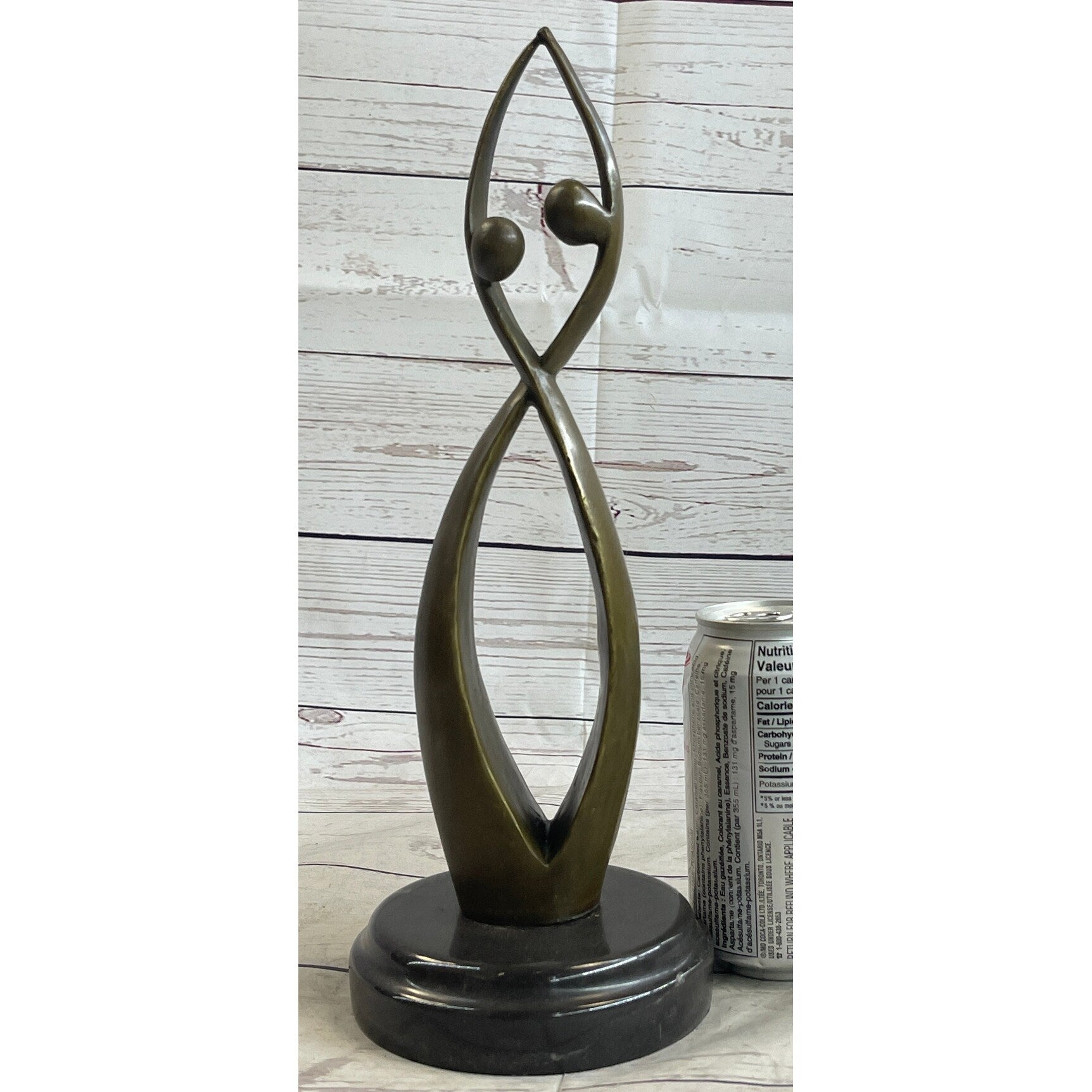 Signed Original Modern Art Creation Of Two Being Bronze Sculpture Abstract Decor