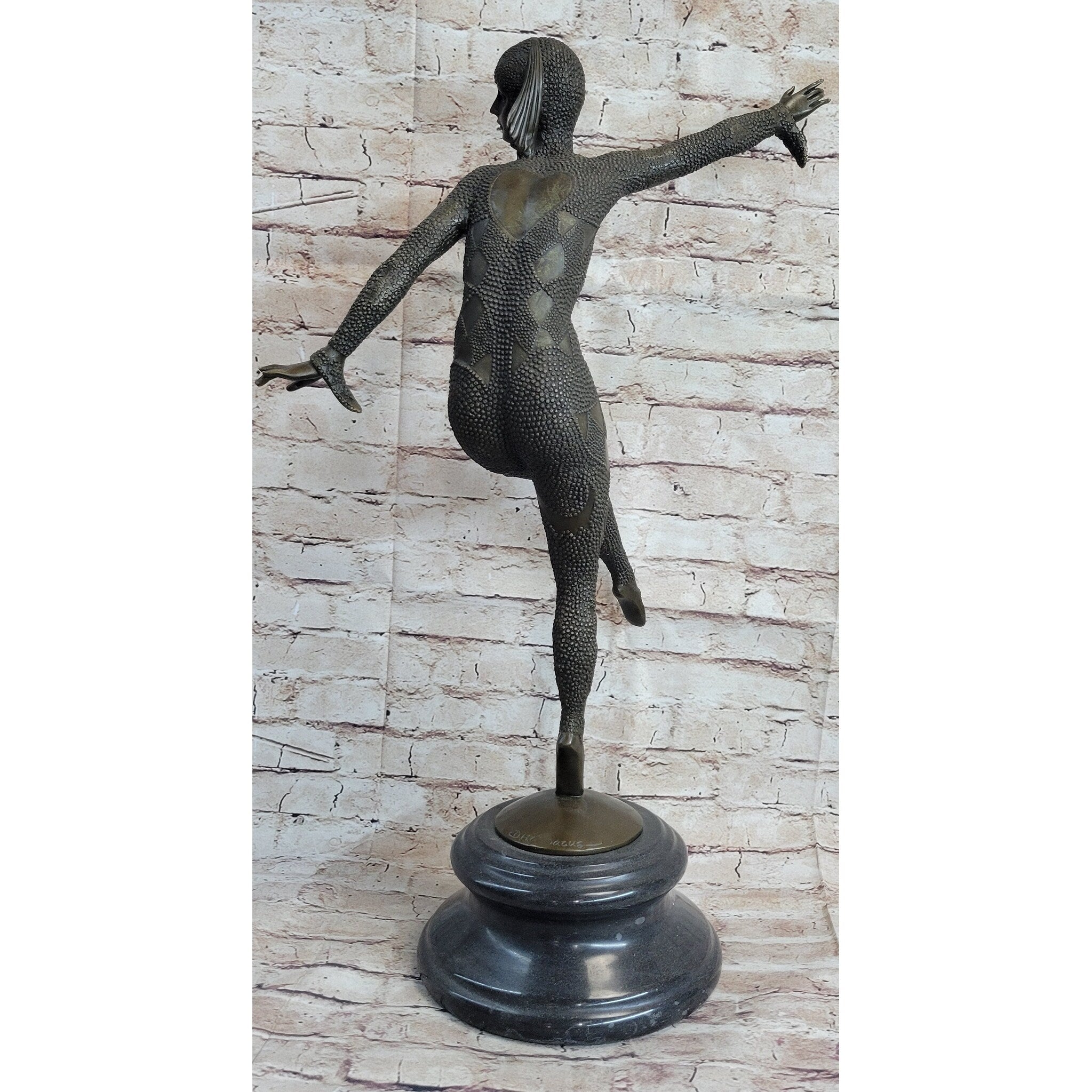 Chiparus Art Deco Russian Ballet Dancer Ballerina Bronze Sculpture Statue Figure On Marble Base