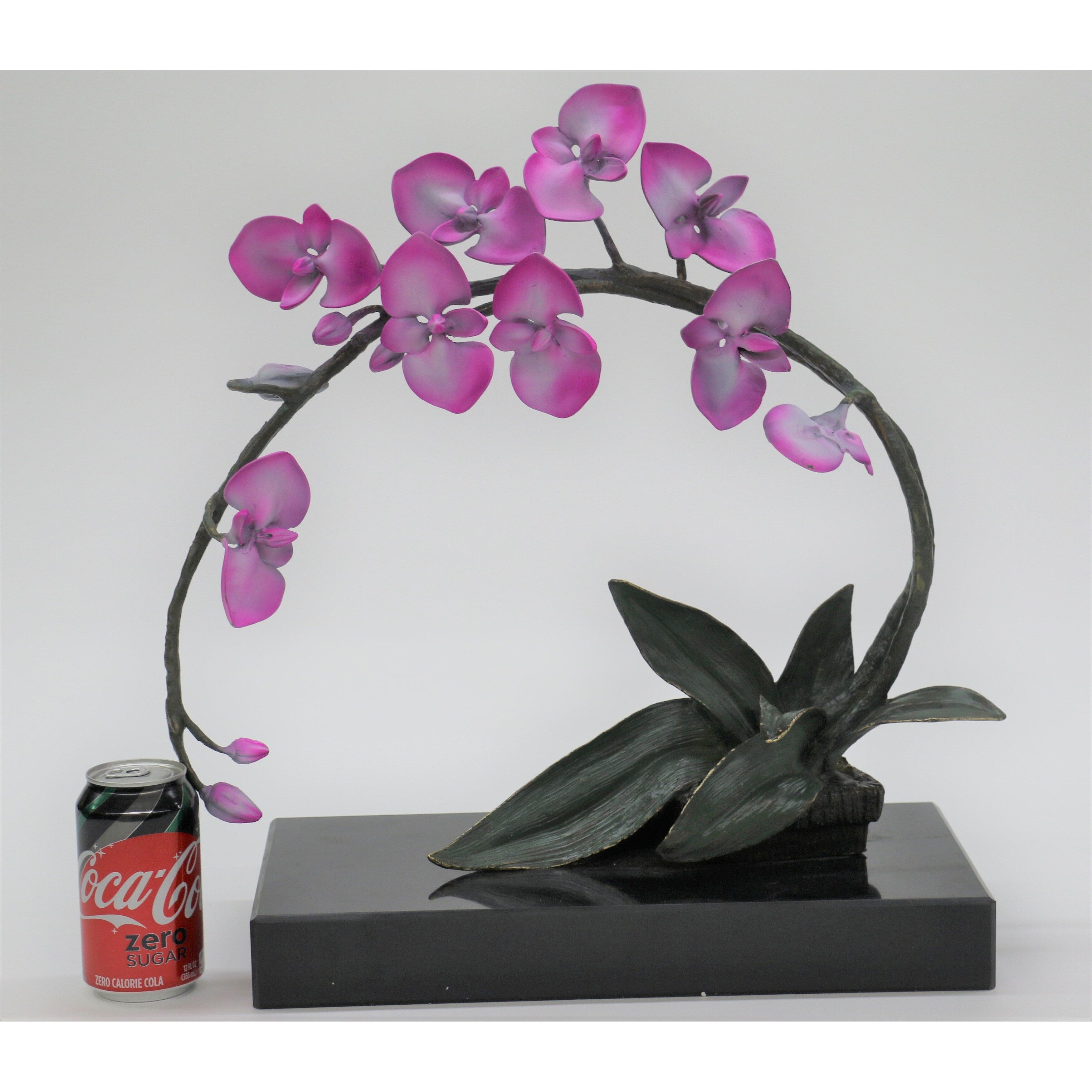 Large Orchid Sculpture By Aldo Vitaleh, Hand Bronze Copper, Limited Edition Sale