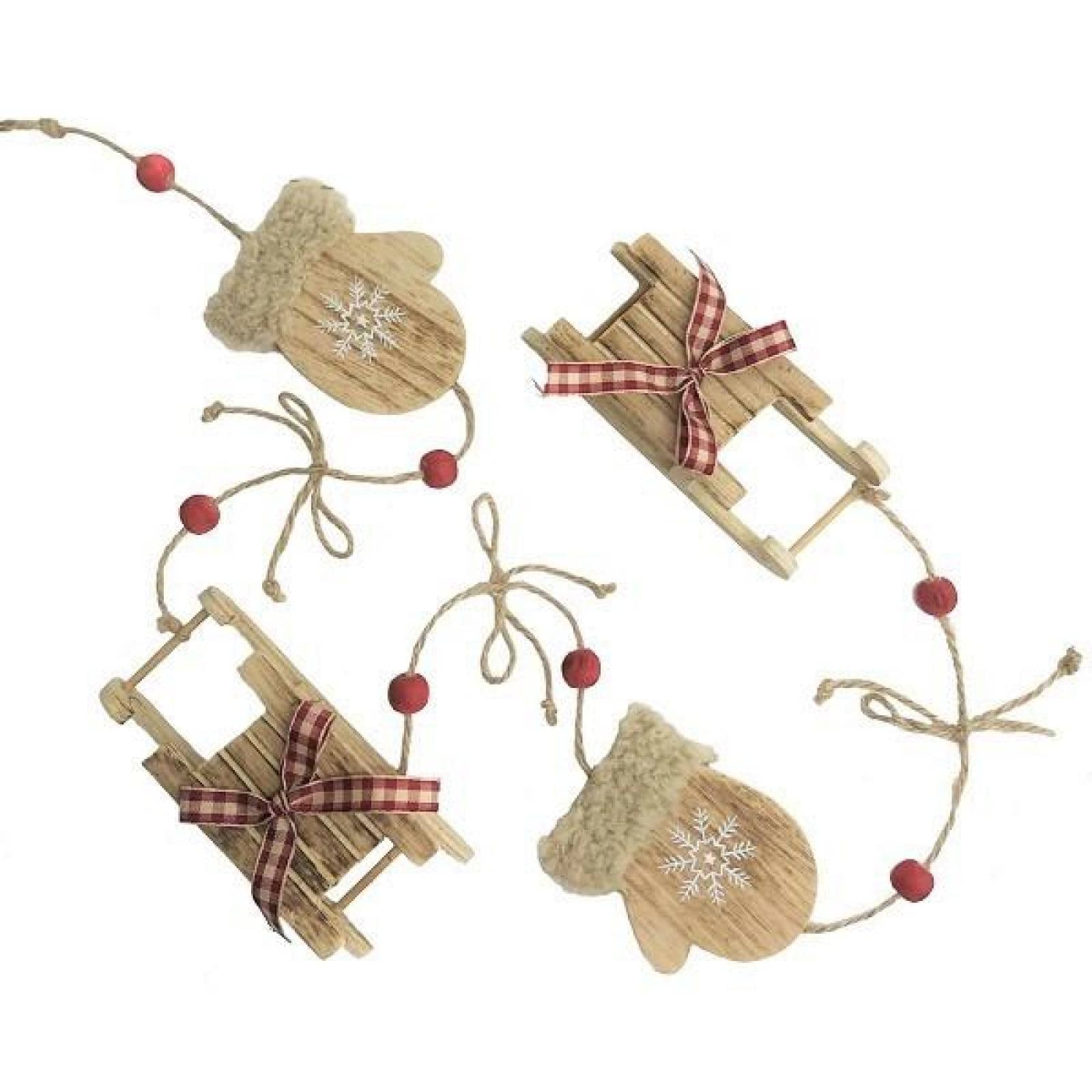 Wooden Sleds And Mittens Garland - Multi