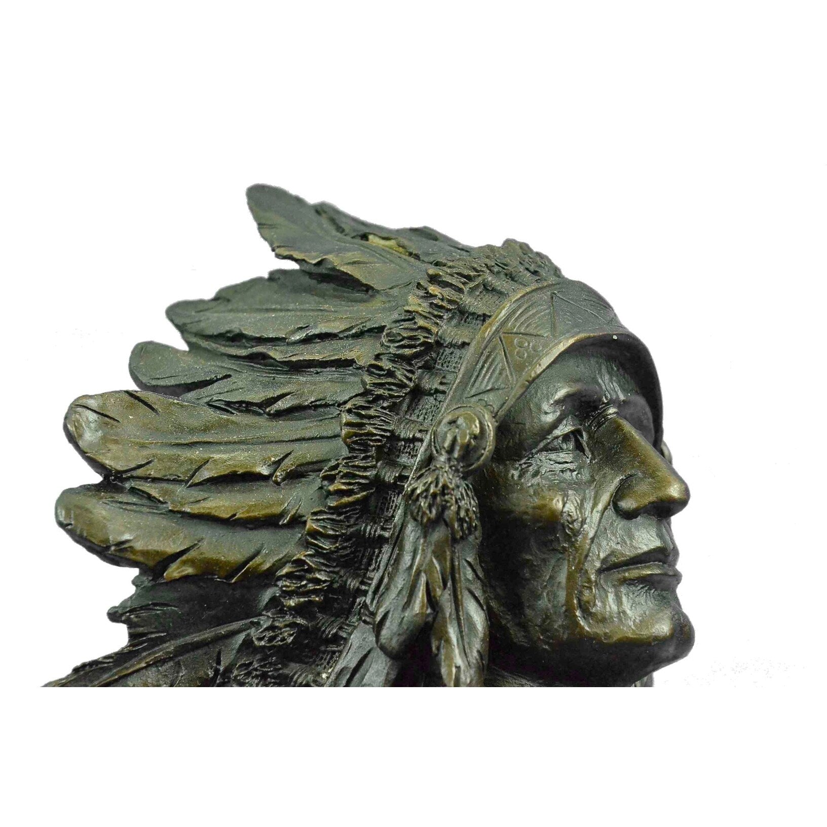 Signed Russell Native American Chief Hot Cast Bronze Sculpture Statue Figure Art