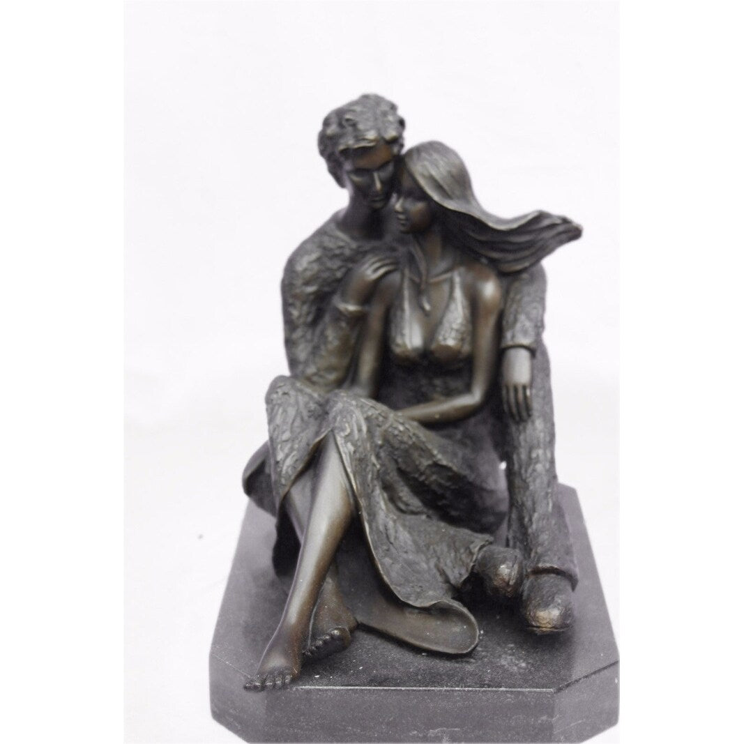 Mid Century Original Aldo Vitaleh Male And Female Tender Embrace Bronze Statue