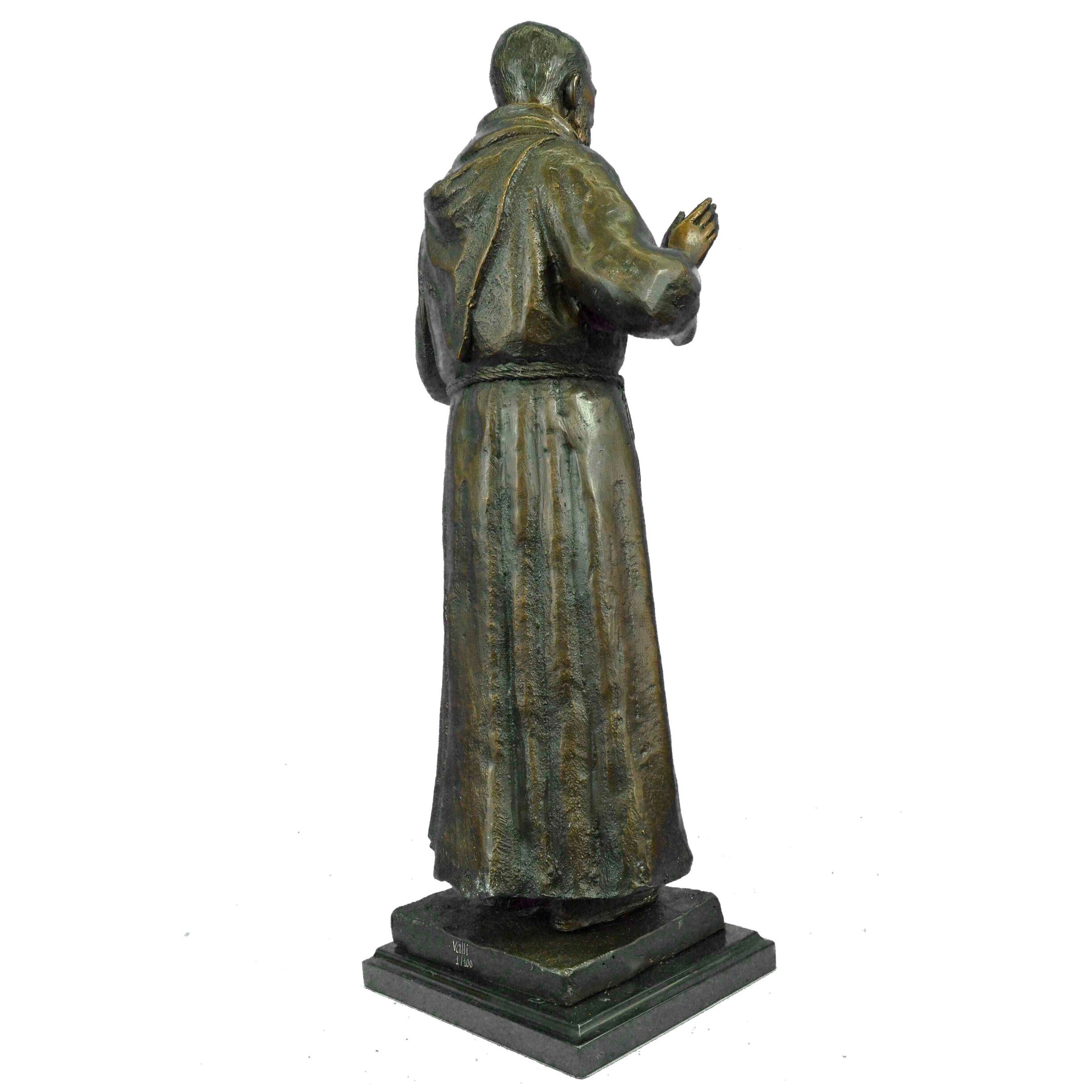 Signed And Numbered Limited Edition Saint Pio Italian Bronze Marble Sculpture