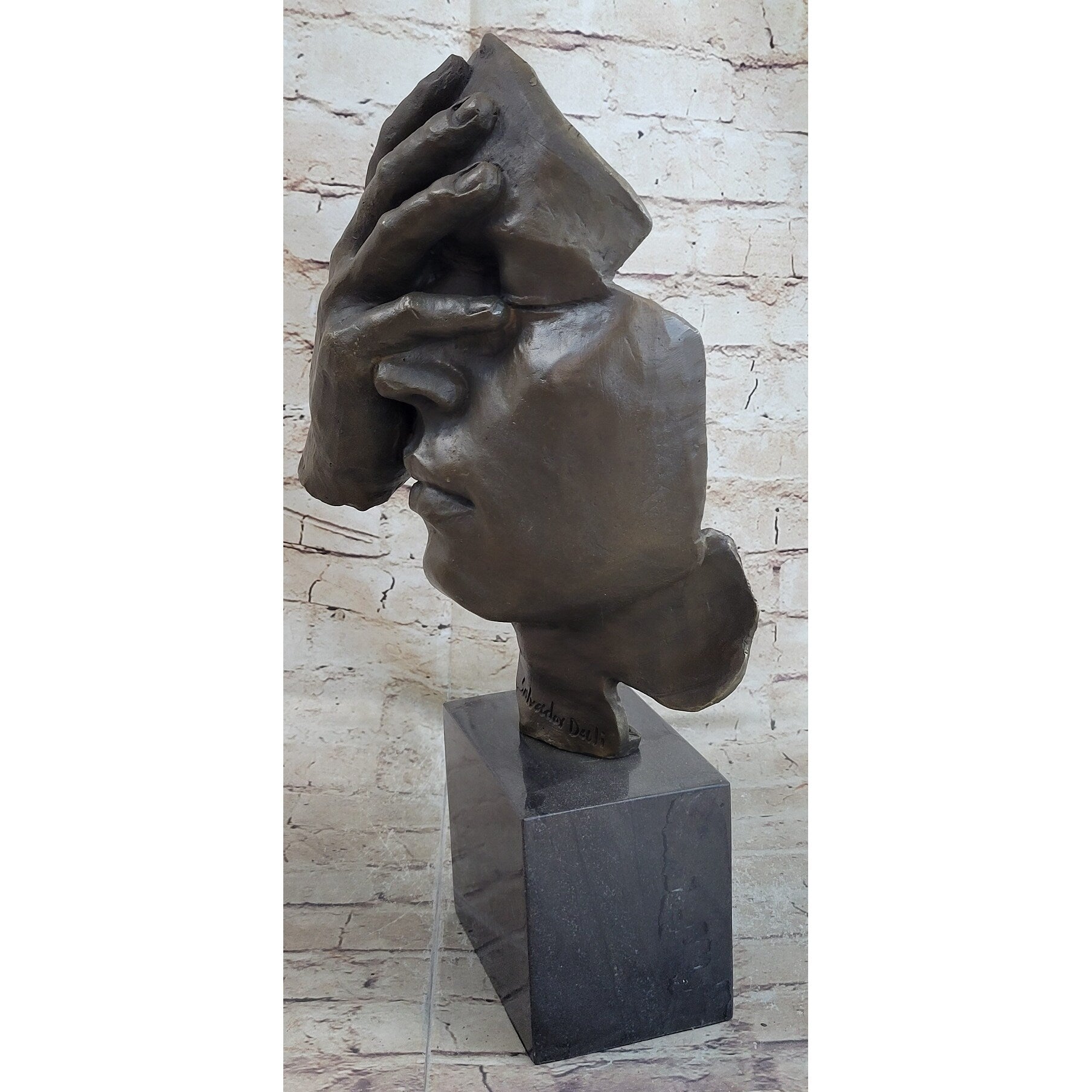 Shame On Me Surreal Face Hand Salvador Dali Bronze Statue Sculpture Modern Art 17 Inches X 9 Inches