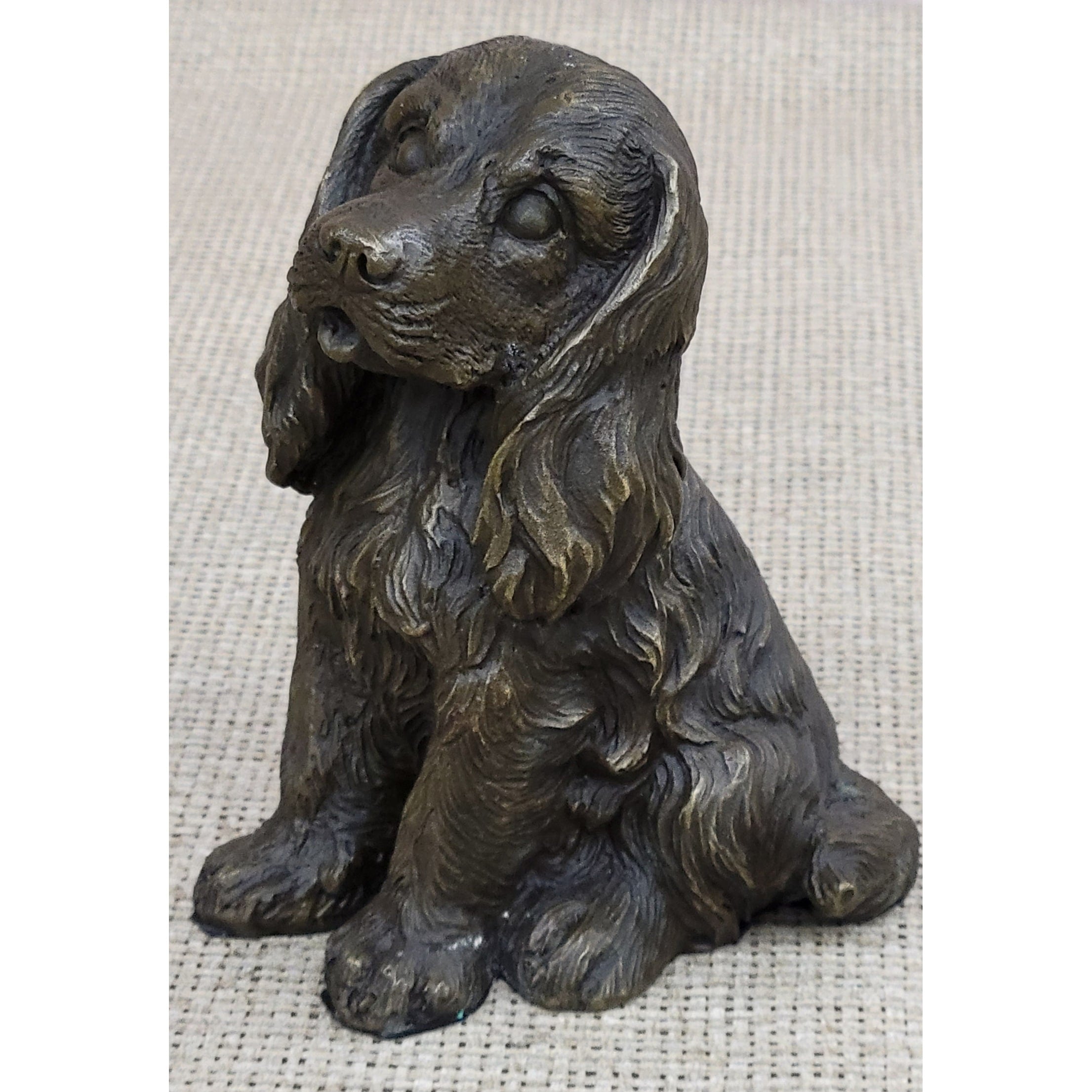 er Spaniel Big Eared Puppy Dog Bronze Figurine Statue Sculpture 6 Inches X 4 Inches