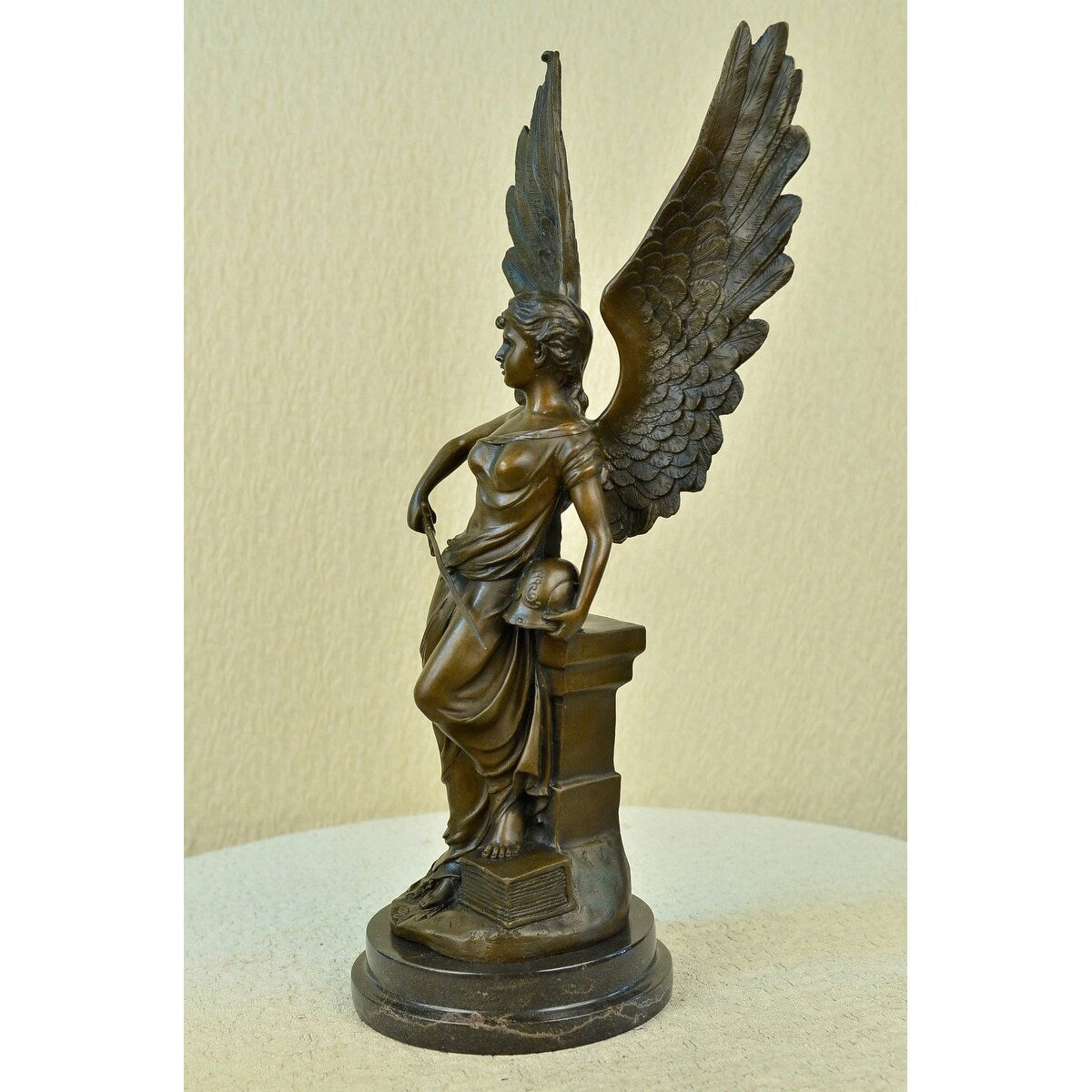 Bronze Marble Victory Statue Winged Nike Samothrace 22 Inches Sculpture Figurine Decor