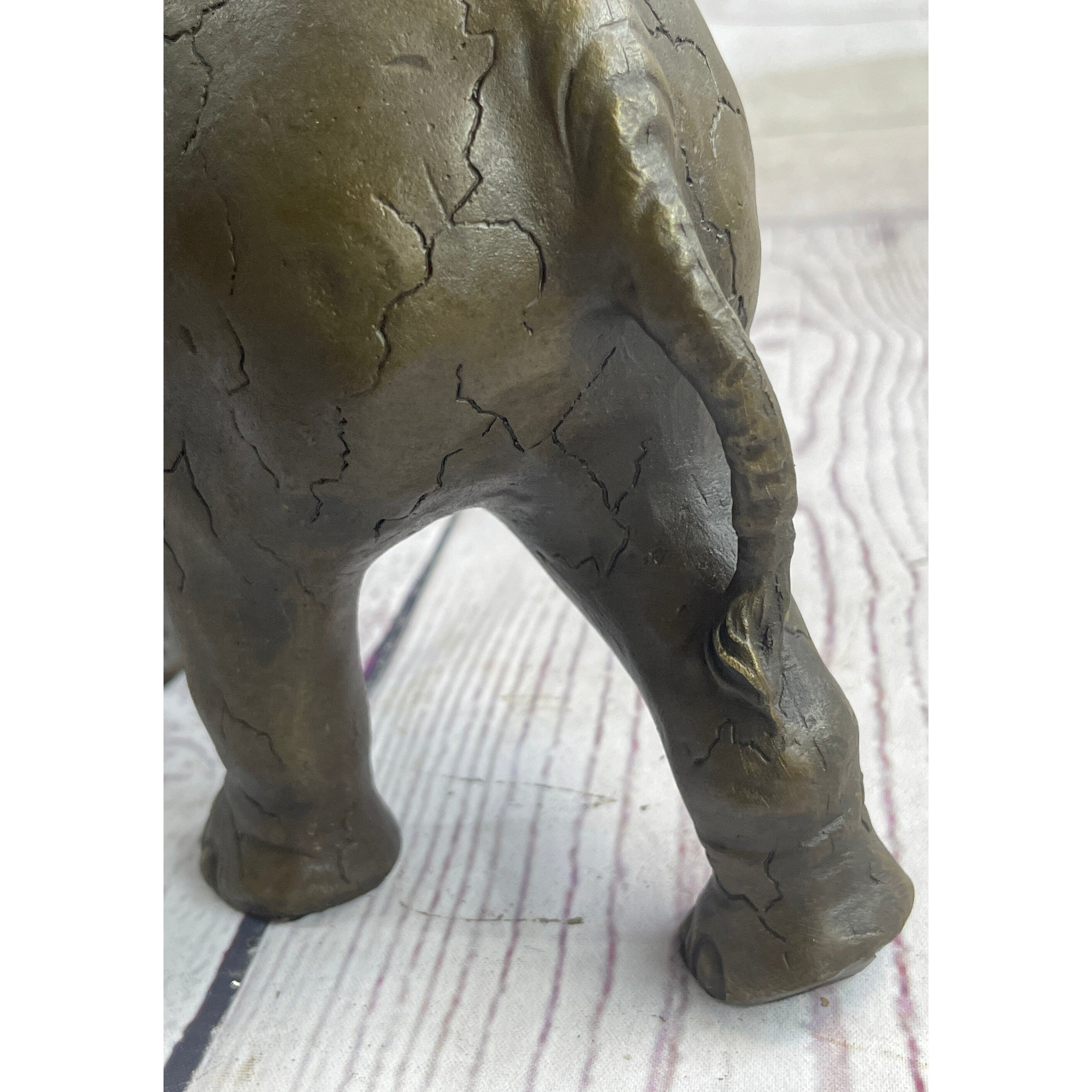 Elephant Bronze Metal Figurine Figure Sculpture Decor 11 Inches X 13 Inches