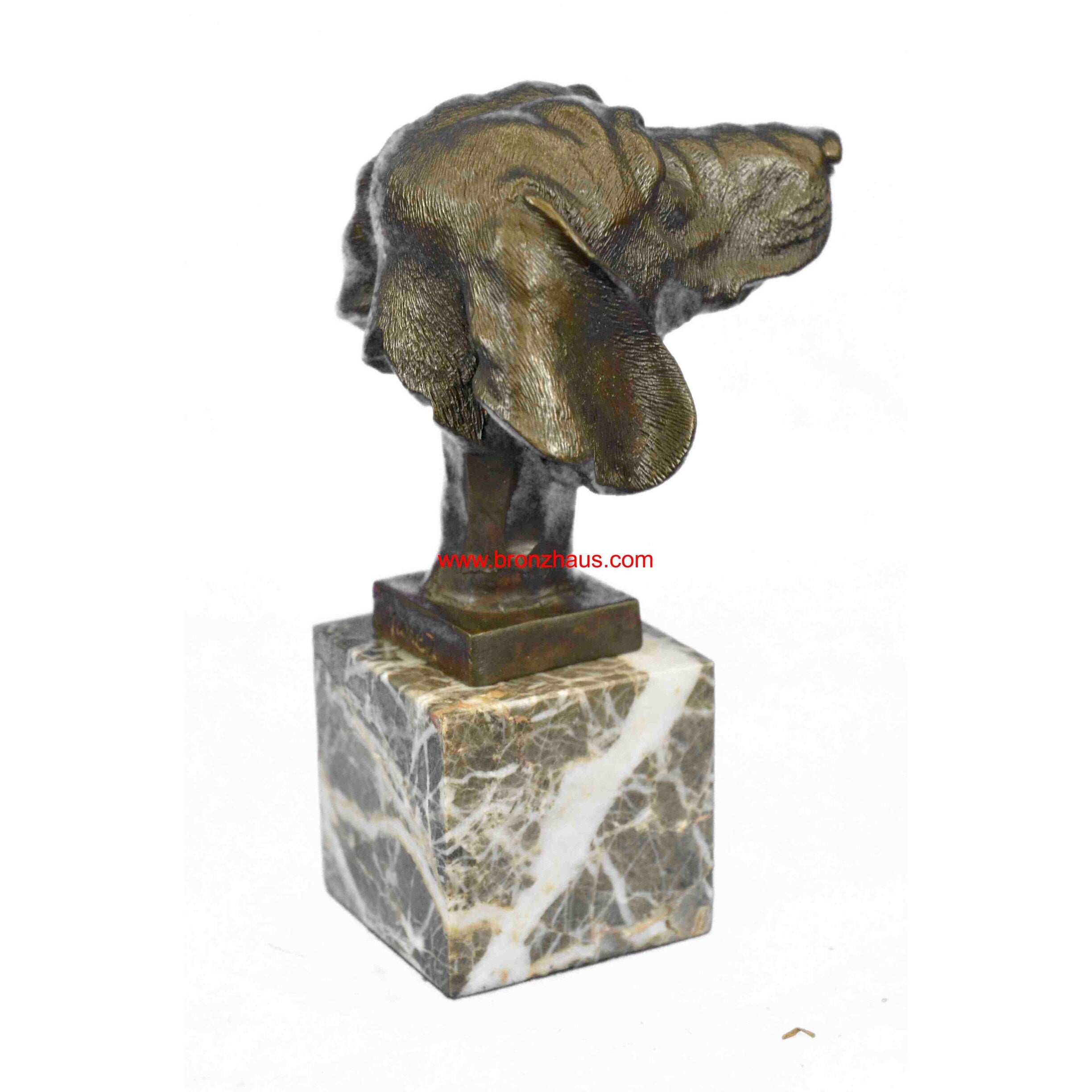 Dachshund Sausage Dog Bronze Head Bust Bookend Book-End Sculpture Statue Figure